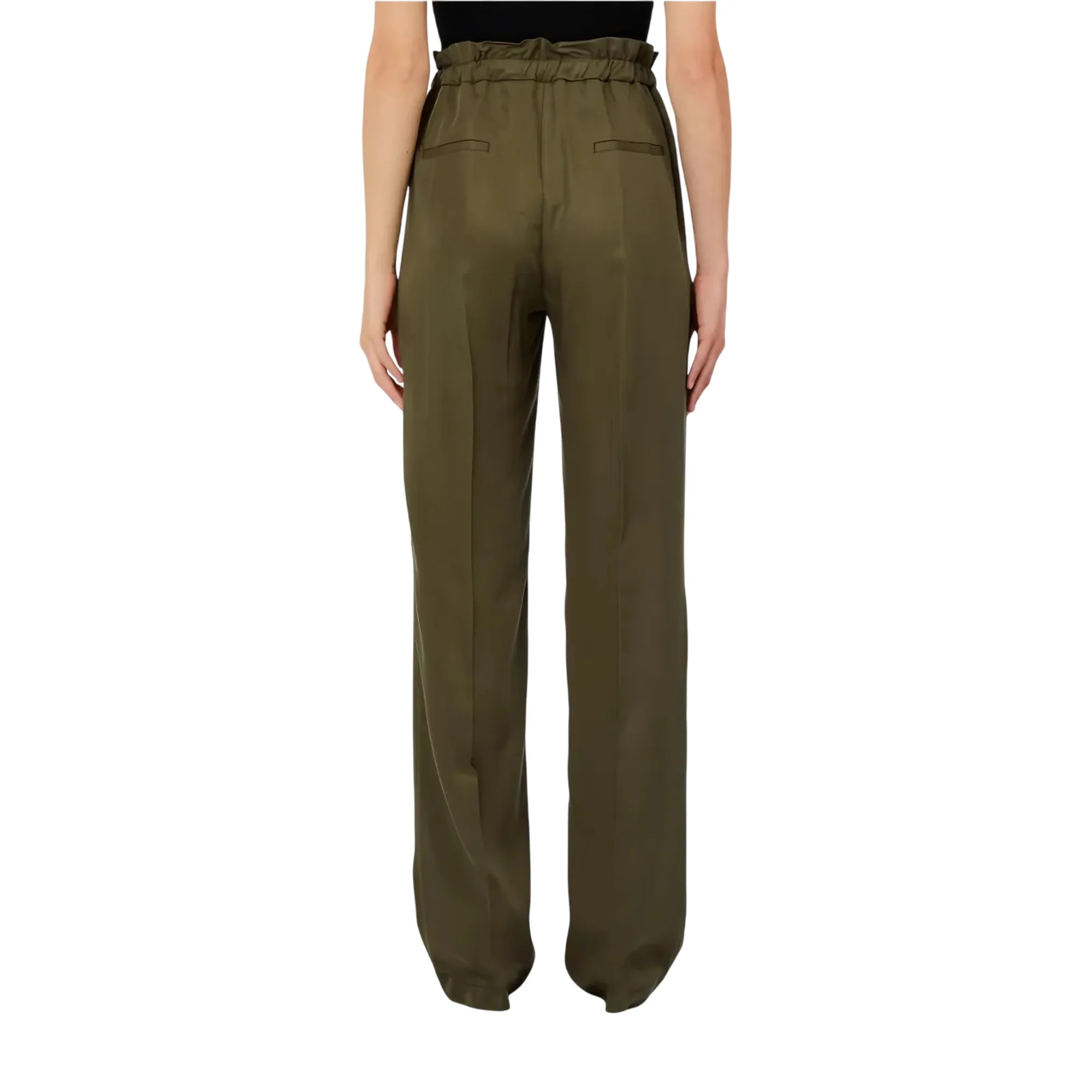 Pantaloni lunghi verdi con elastico in vita - Image 3