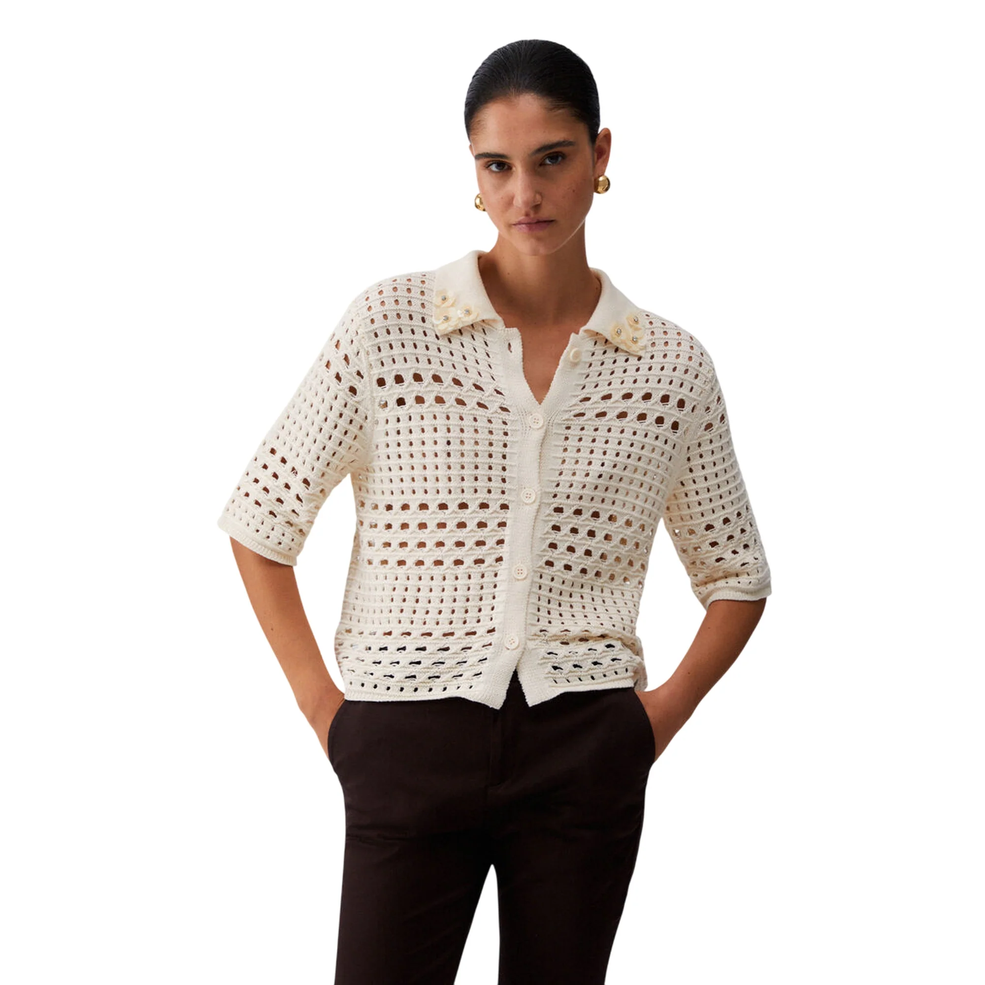 Maglia crochet panna 100% cotone - Image 2