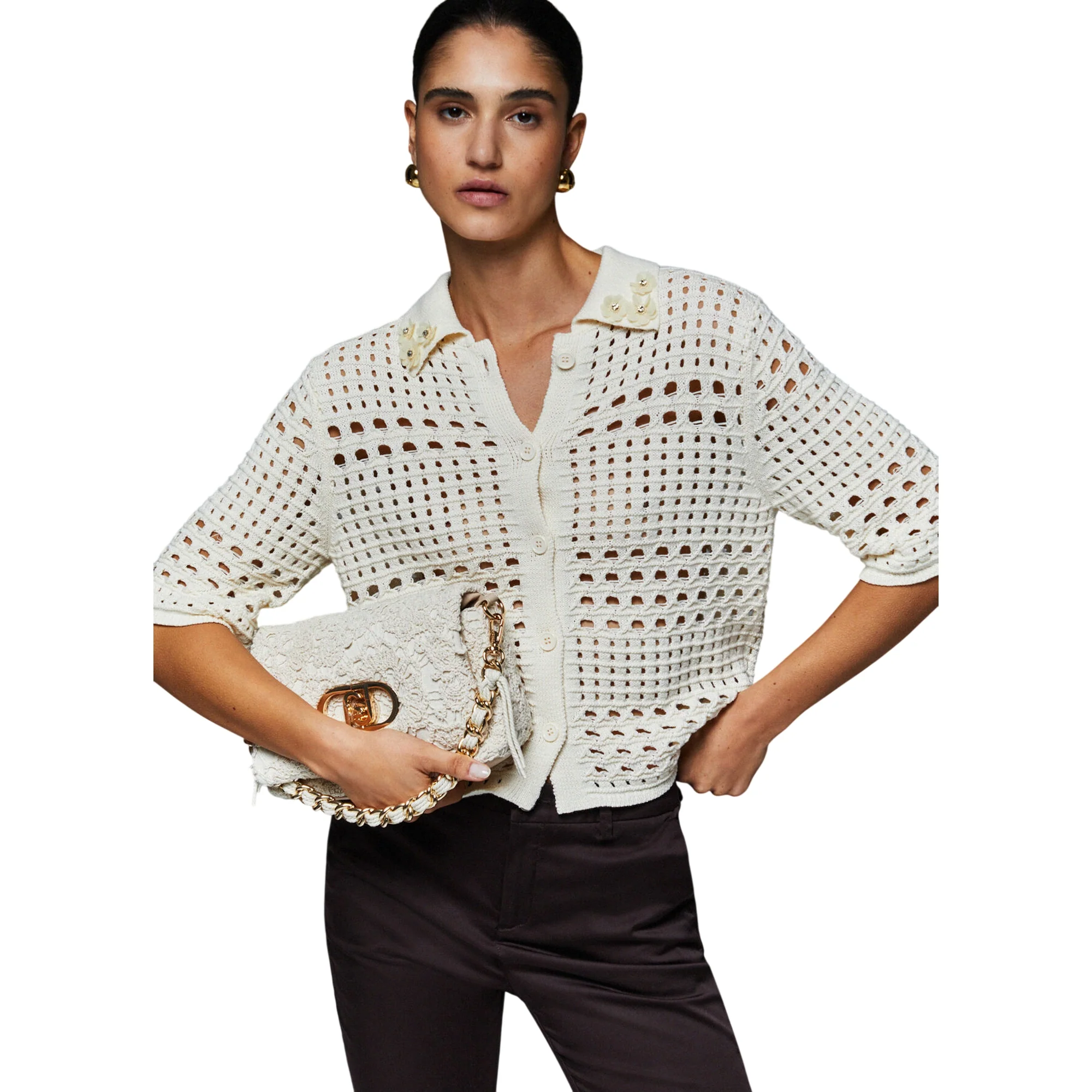 Maglia crochet panna 100% cotone - Image 4