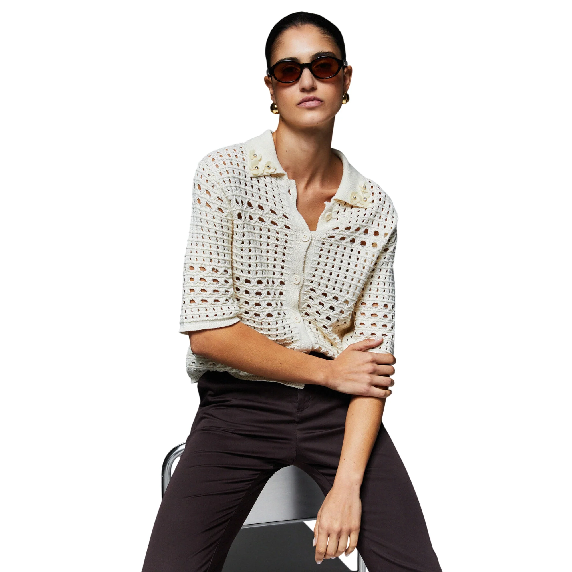 Maglia crochet panna 100% cotone - Image 5