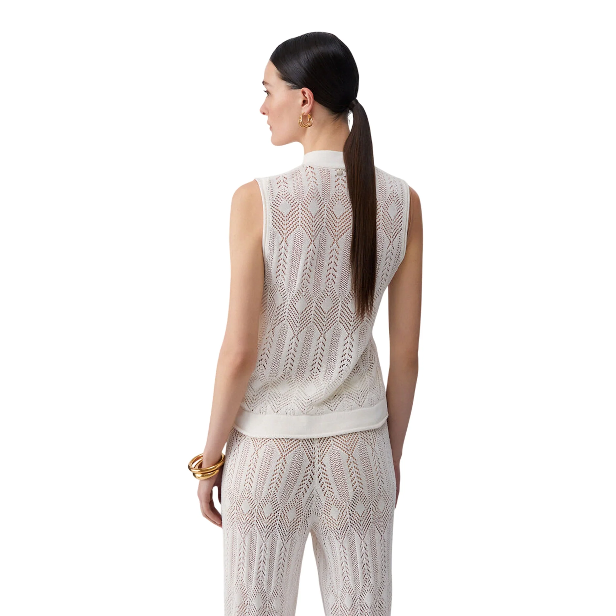 Top panna in maglia con fiocco - Image 3