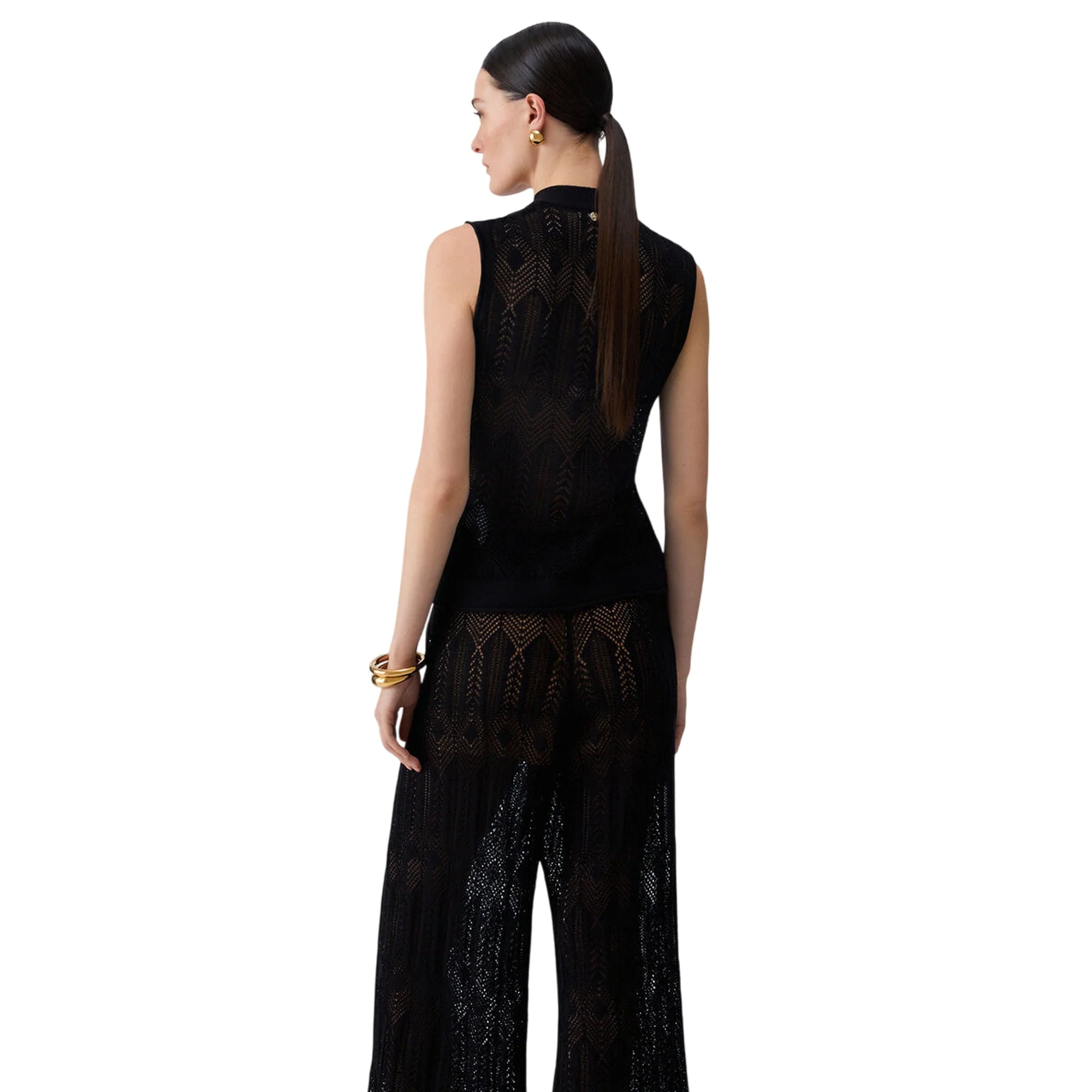 Top in maglia nero con fiocco - Image 3