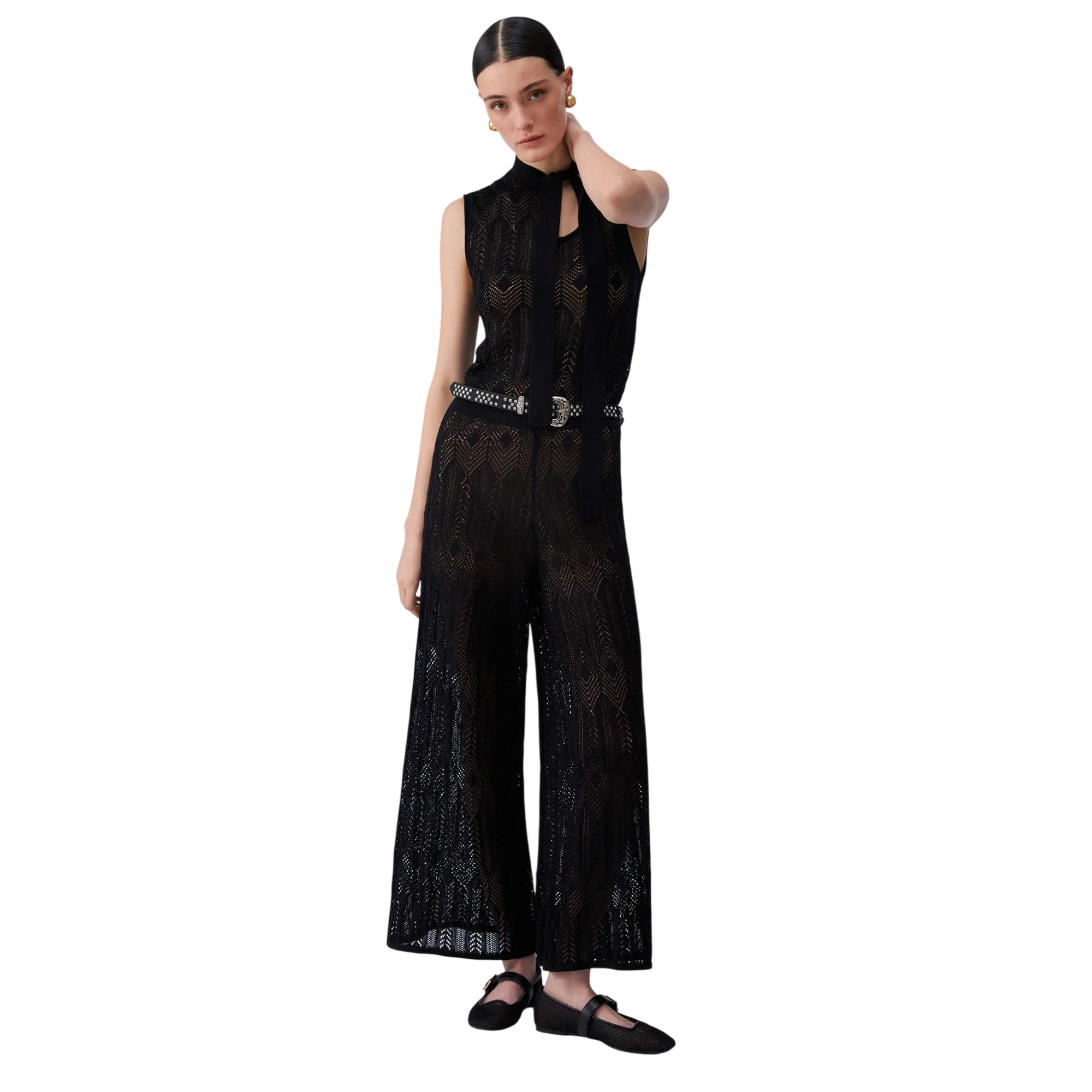 Top in maglia nero con fiocco - Image 7
