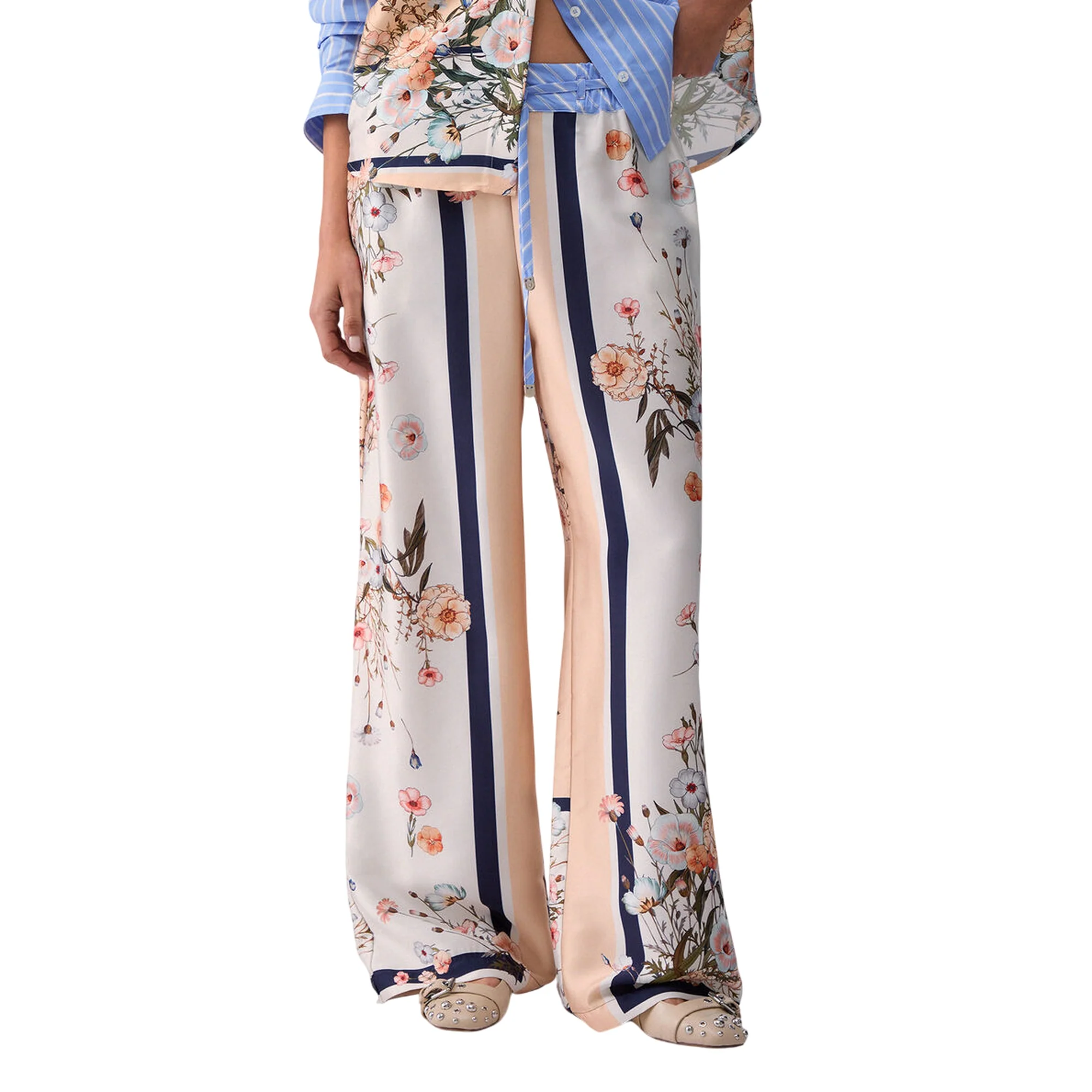 Pantaloni lunghi in twill con stampa