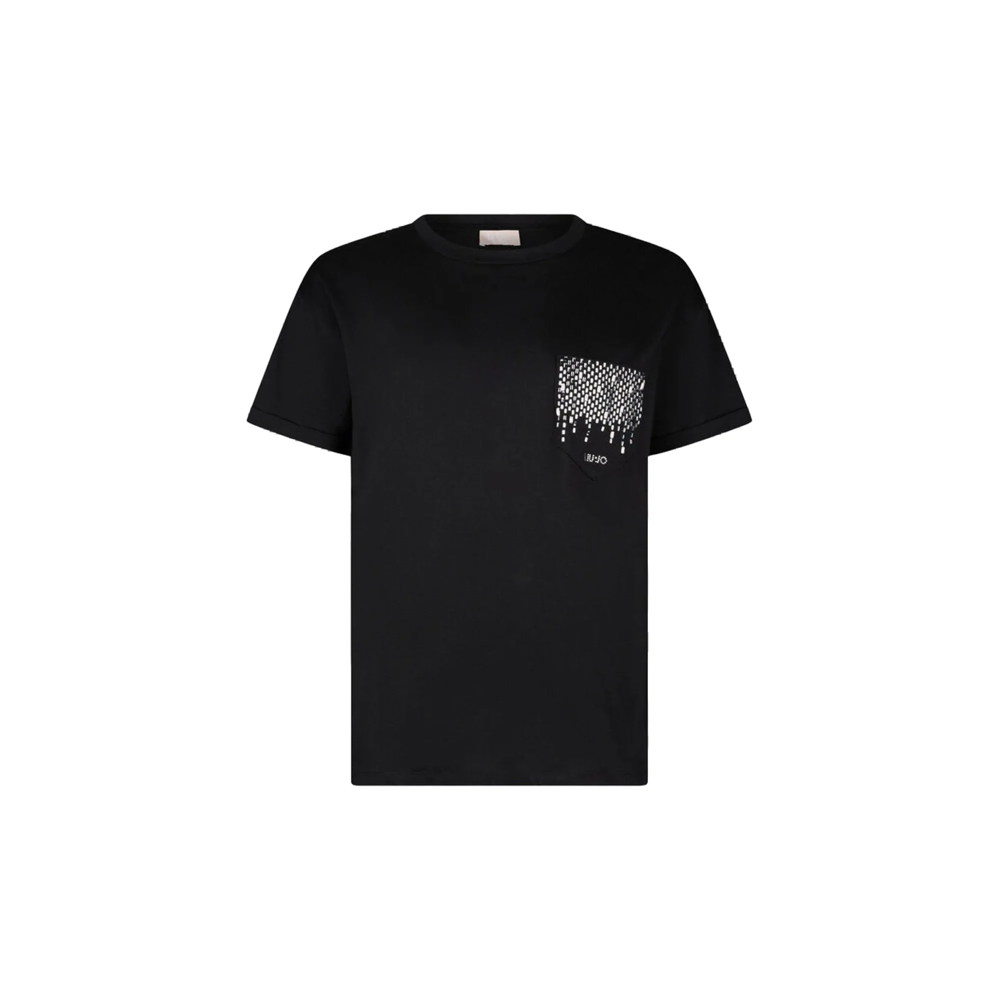 T-shirt Donna nera con tasca gioiello
