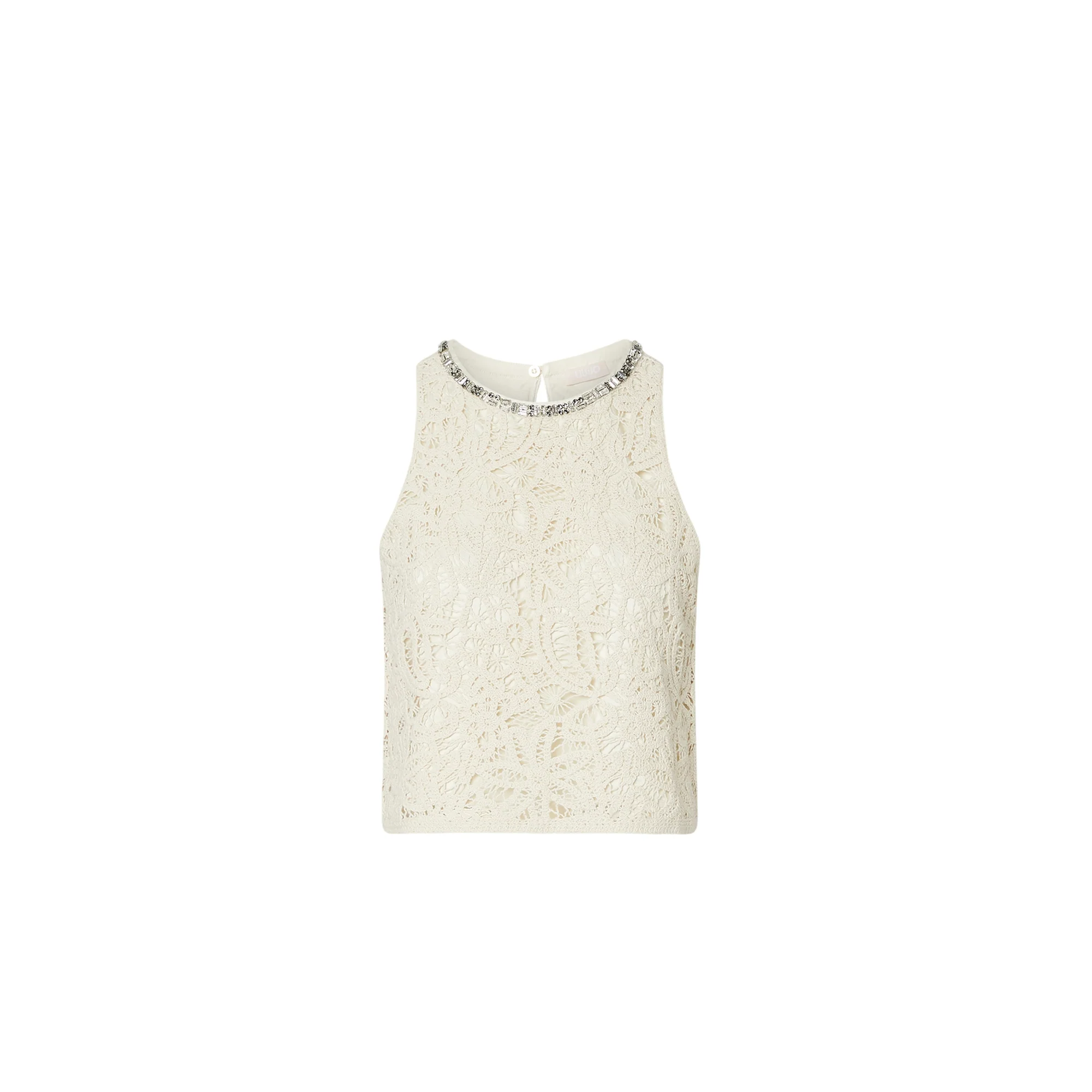 Top Donna in macramè Bianco