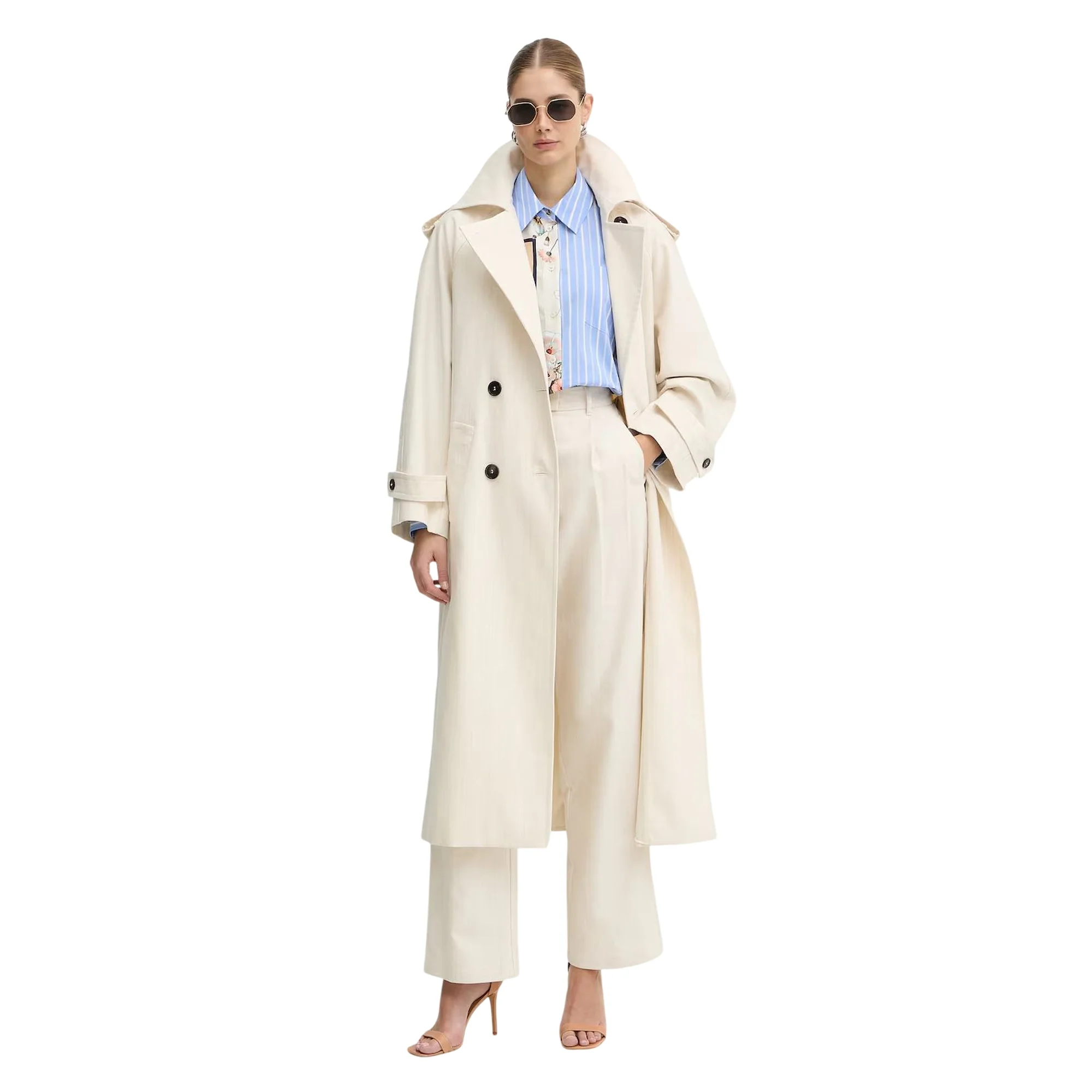 Camicia da donna celeste a righe con stampa - Image 5