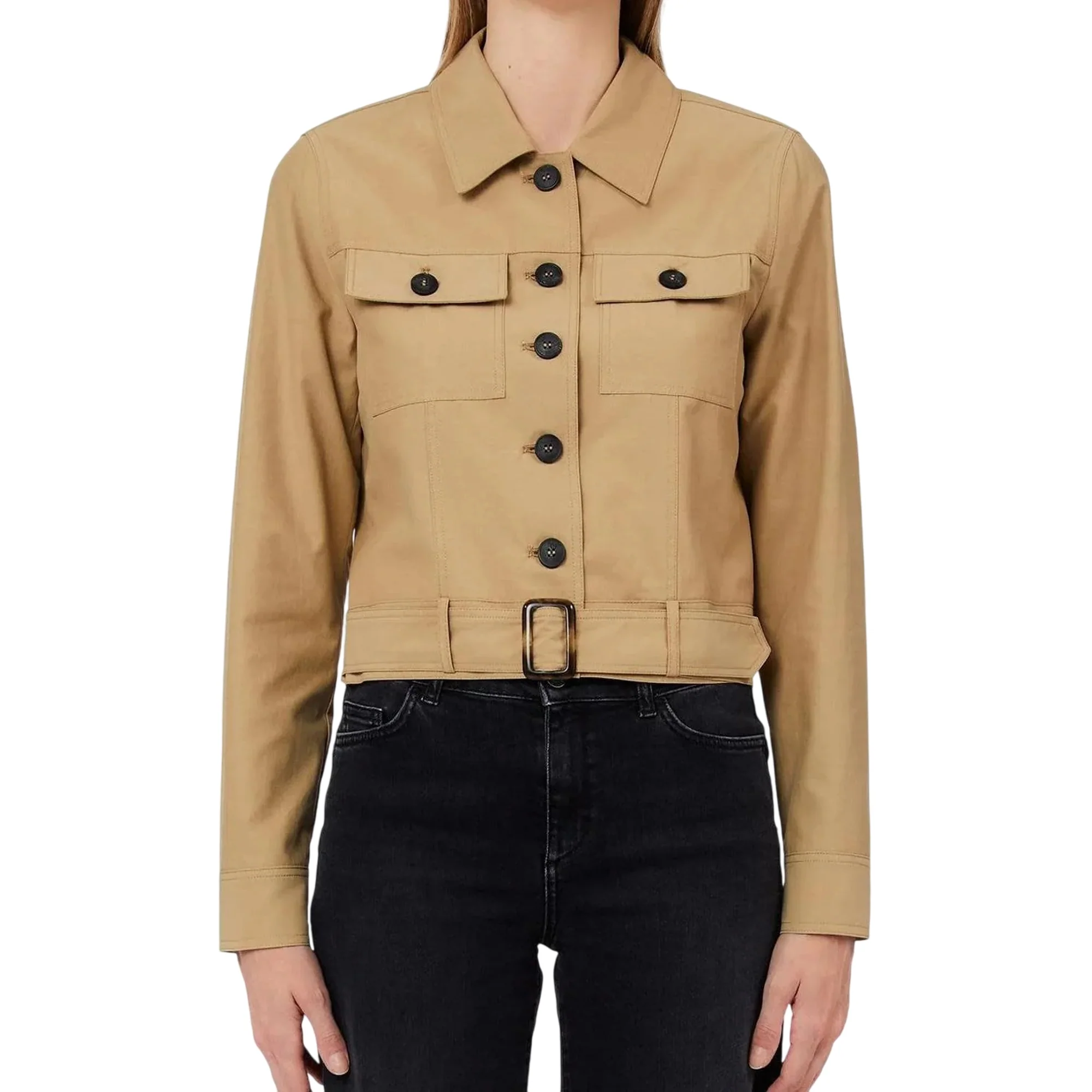 Giacca da Donna beige con bottoni e cinta - Image 2