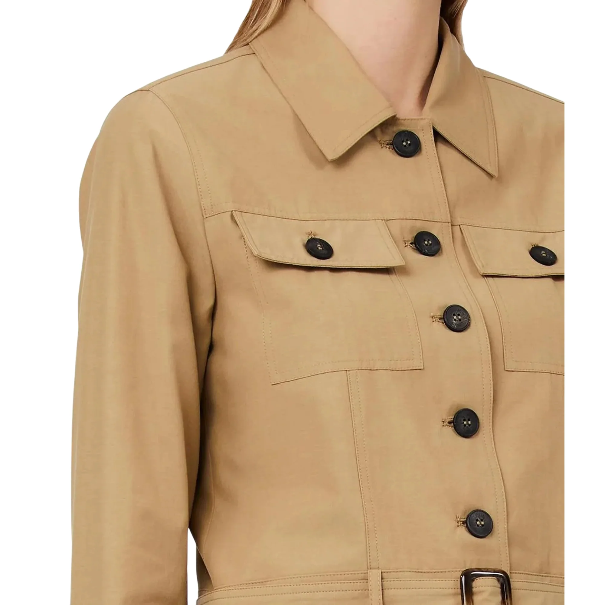 Giacca da Donna beige con bottoni e cinta - Image 3
