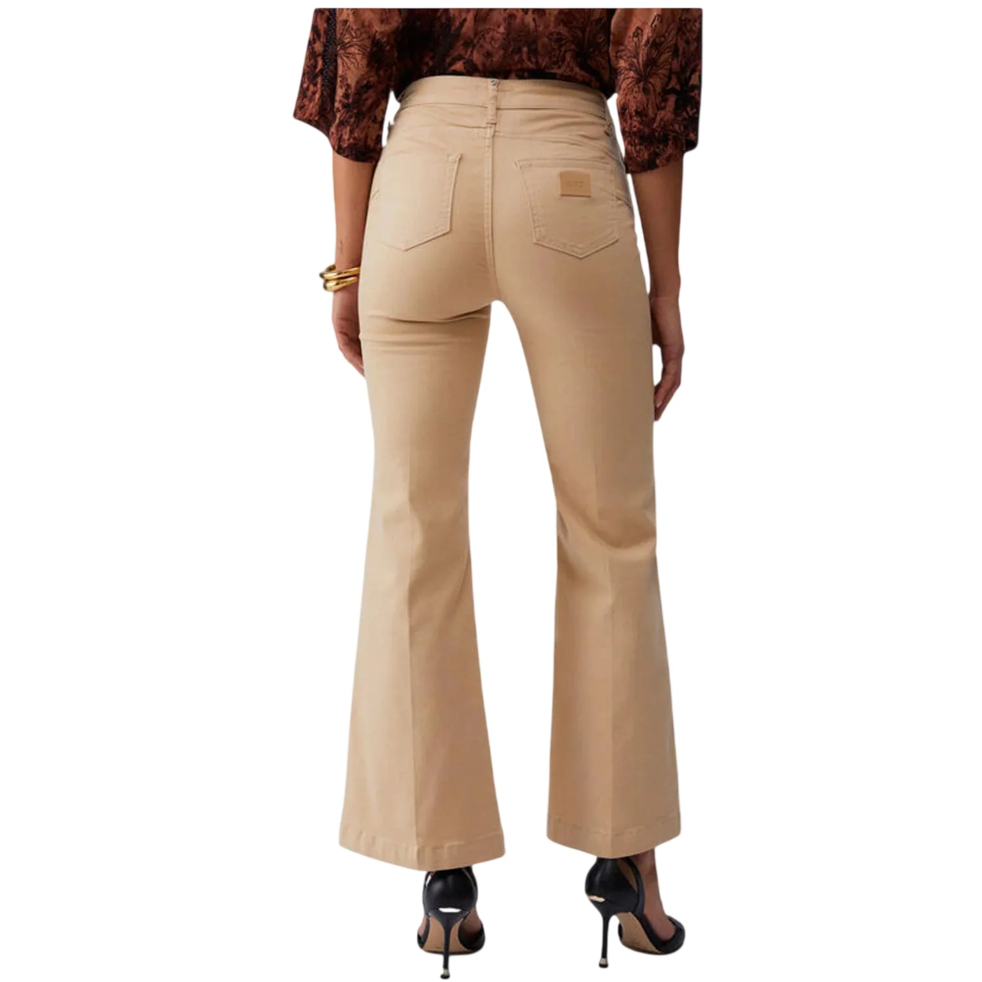 Jeans flare beige con bottoni laterali - Image 3