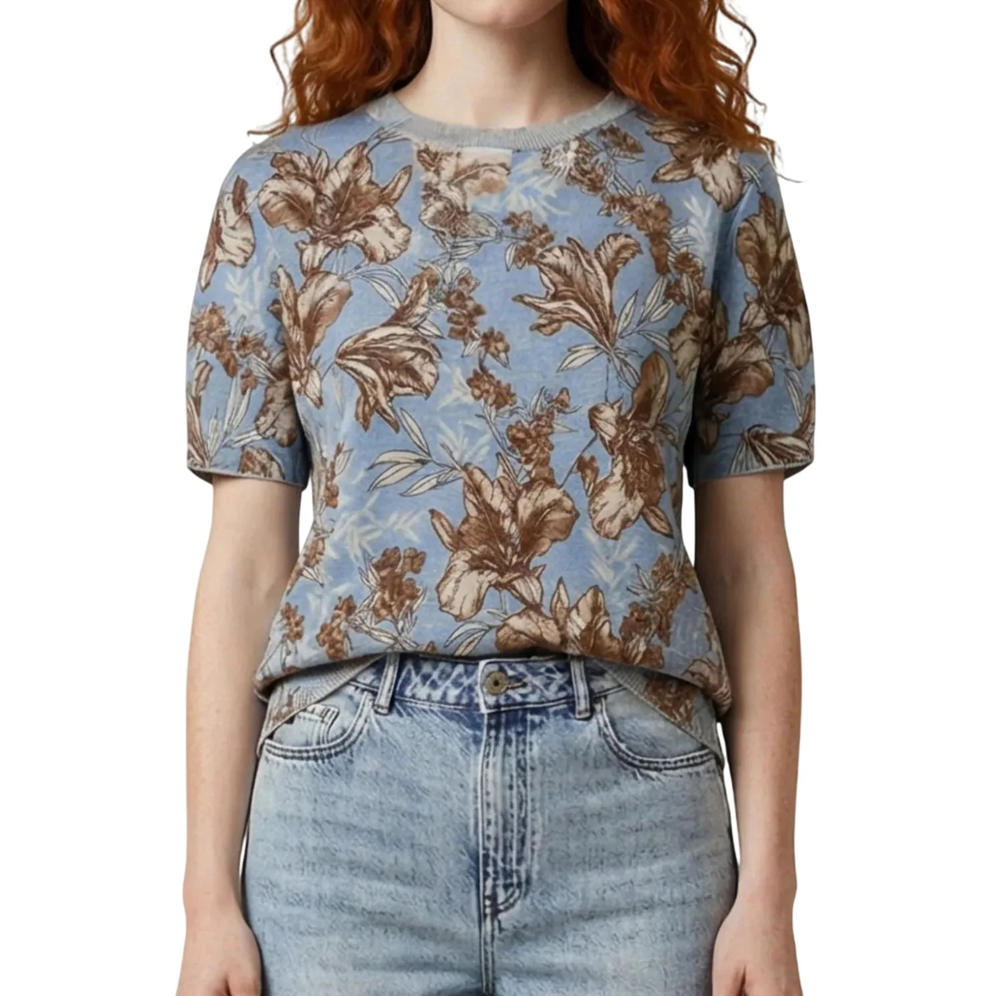 Maglia scollo tondo blue waves liles - Image 2
