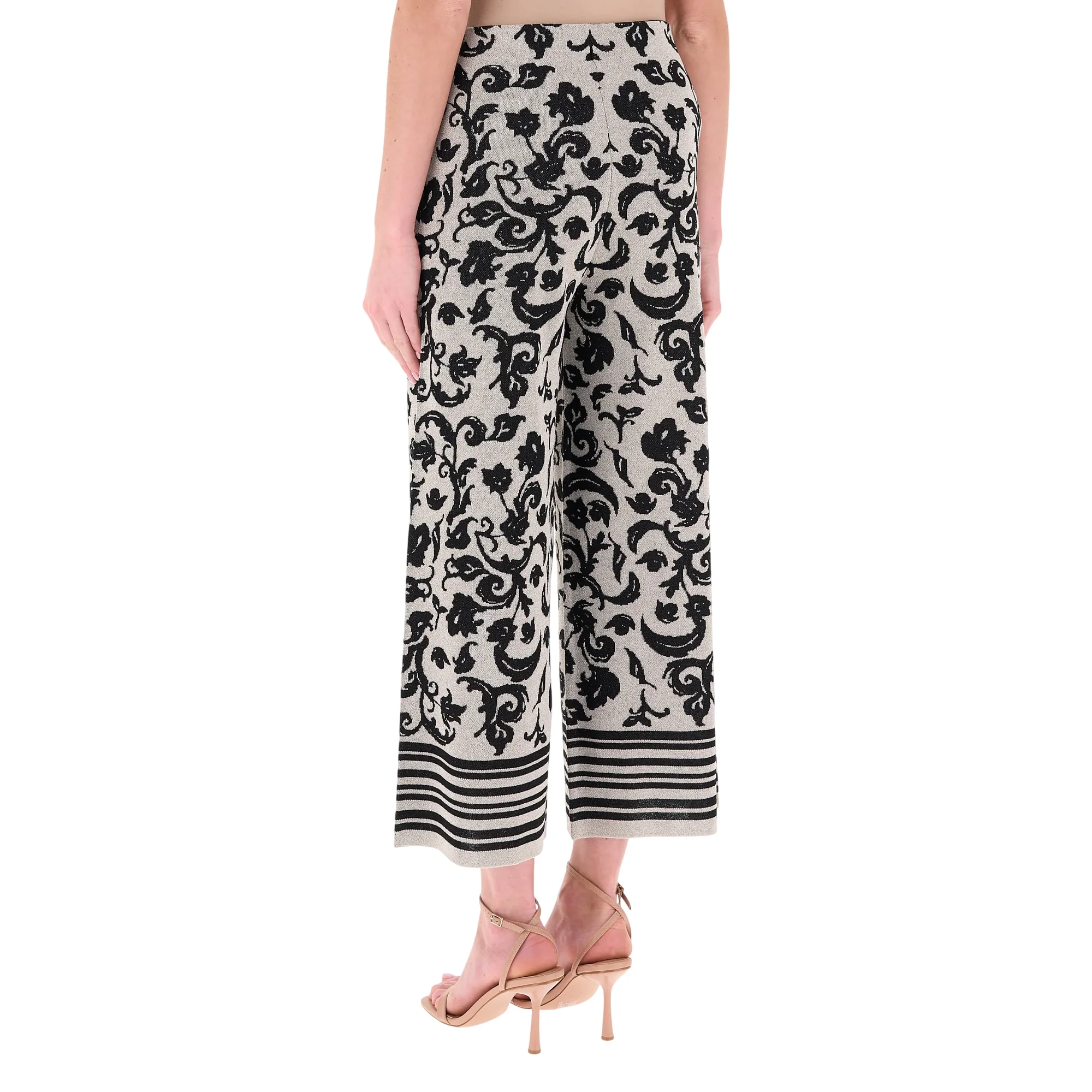 Pantalone cropped in maglia con stampa floreale - Image 3
