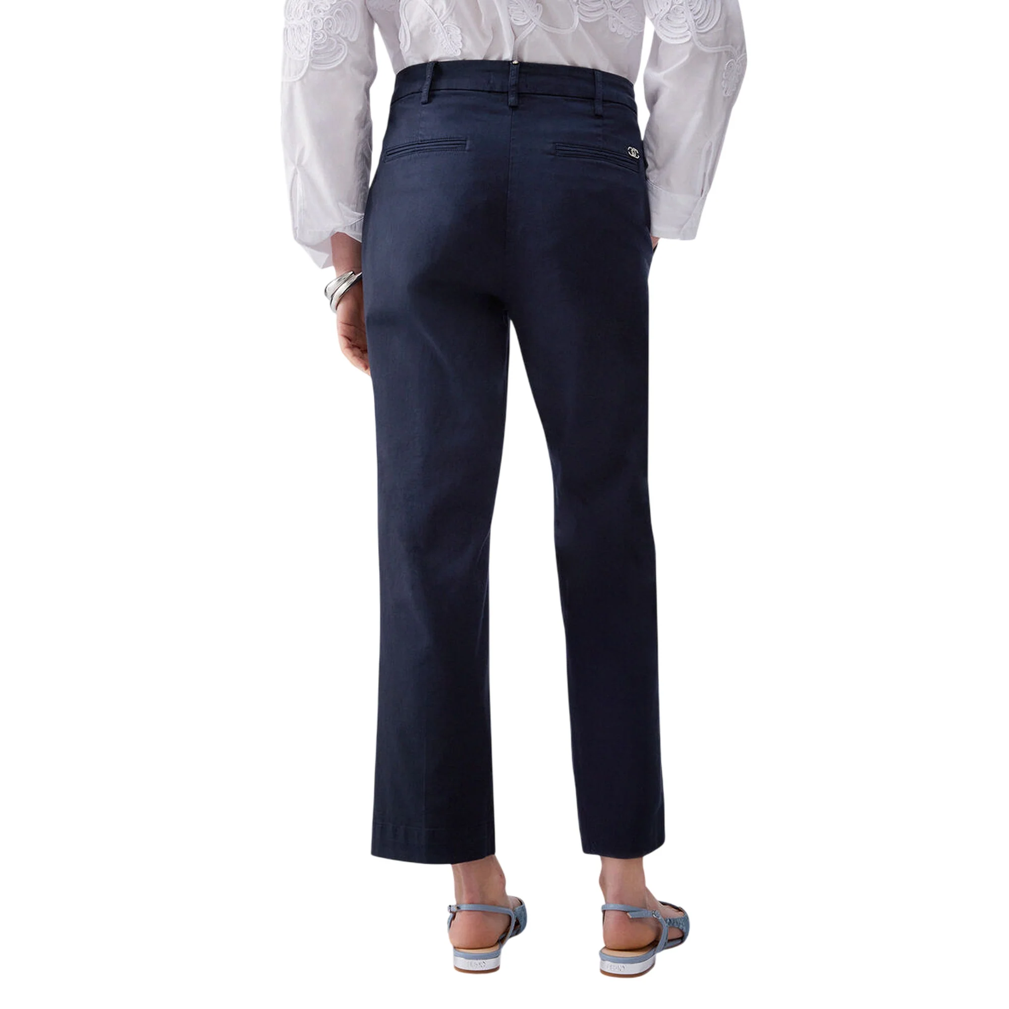 Pantaloni chino blu in raso stretch - Image 3