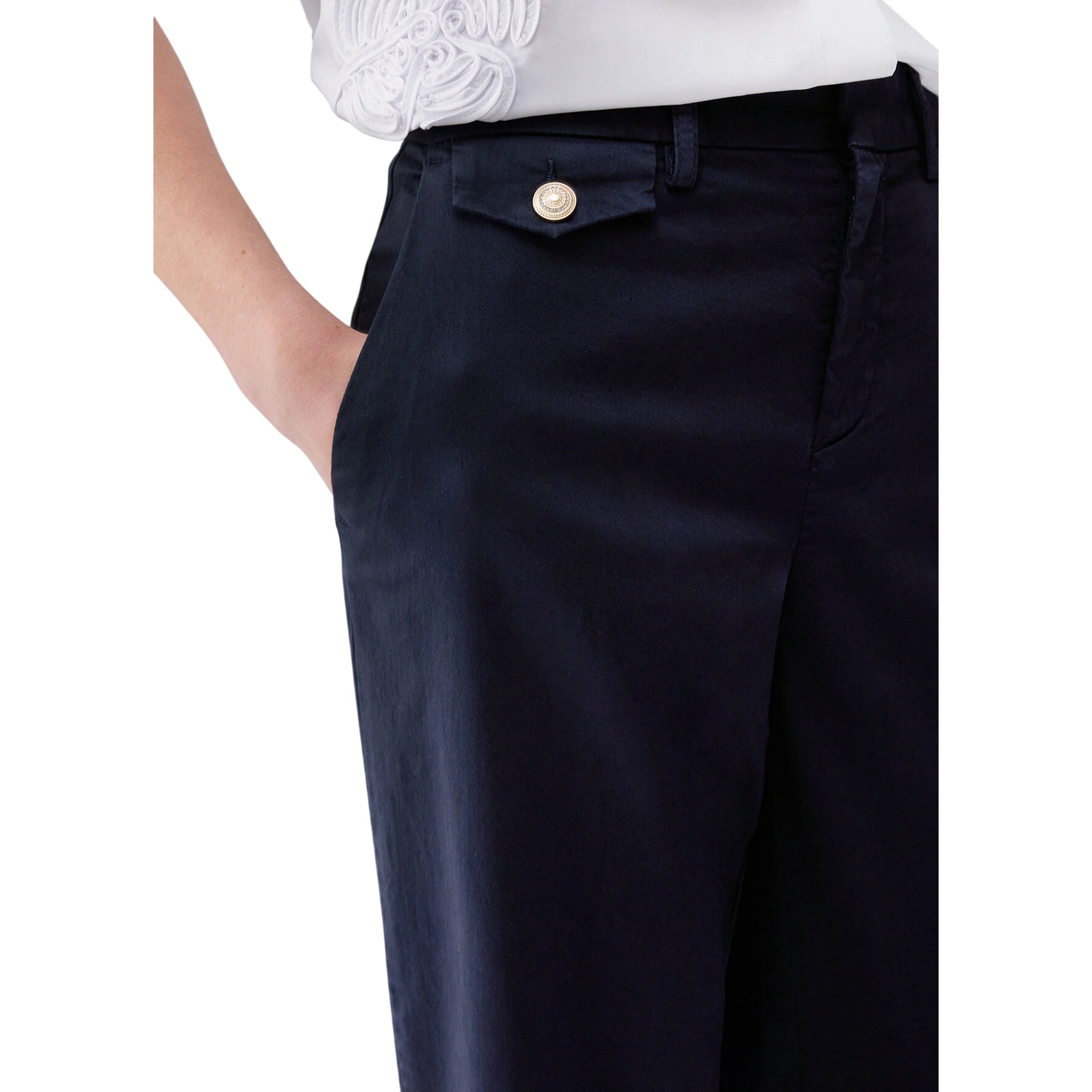 Pantaloni chino blu in raso stretch - Image 4