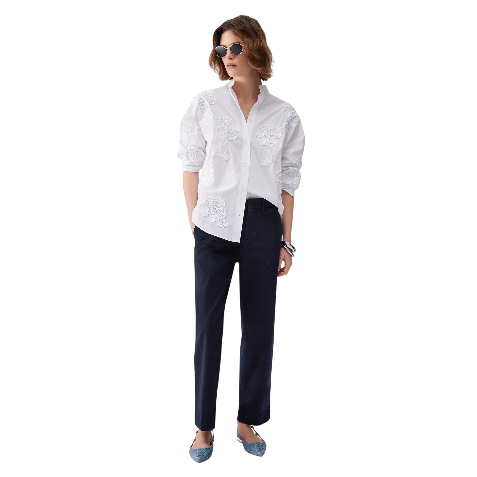 Pantaloni chino blu in raso stretch - Image 7