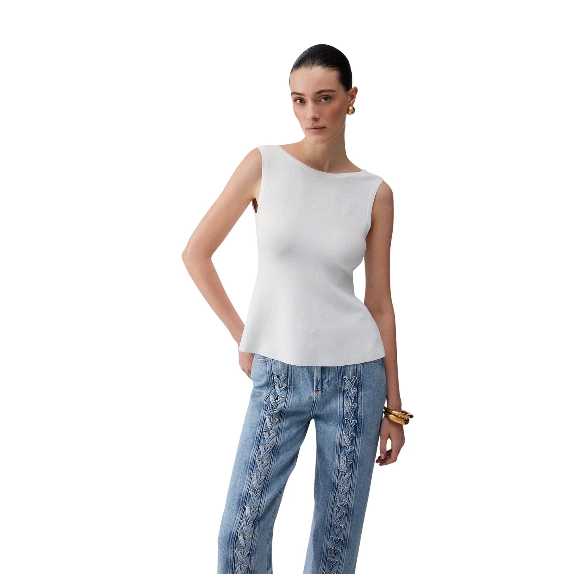Top Donna con fiocco sul retro Bianco - Image 2