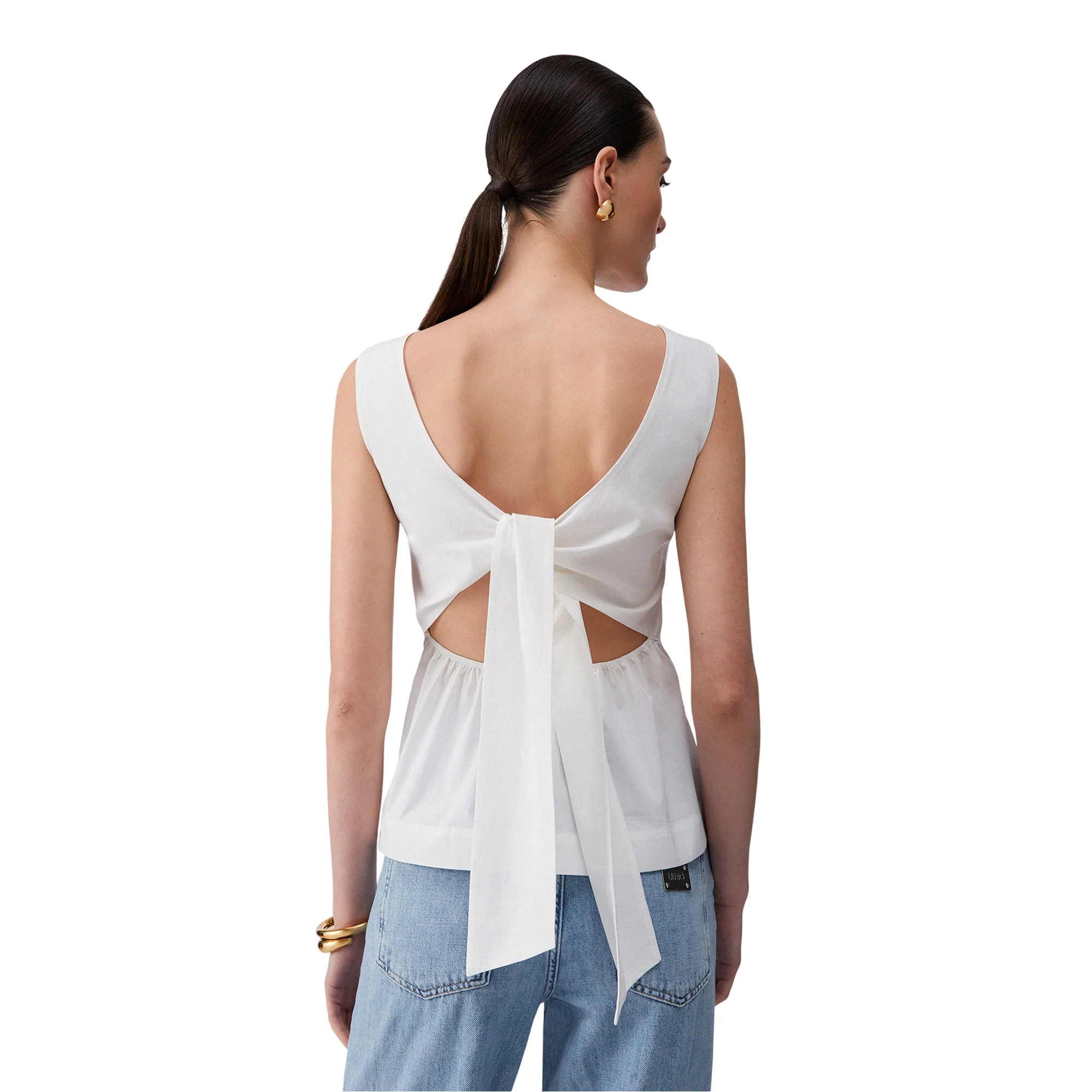 Top Donna con fiocco sul retro Bianco - Image 3