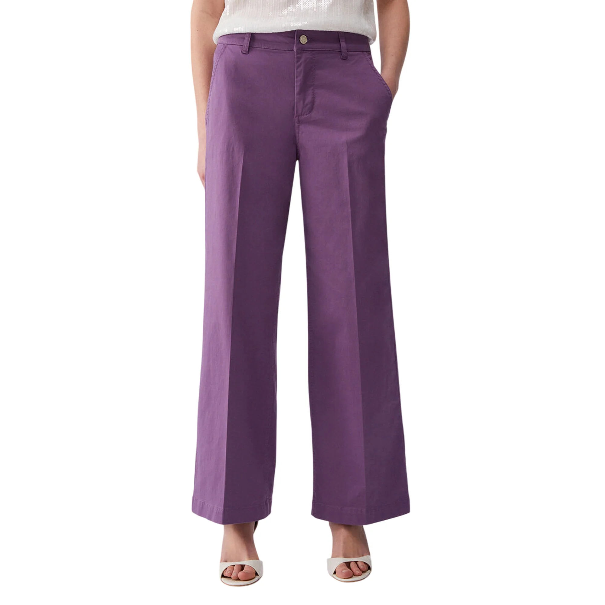 Pantaloni flare a vita alta viola - Image 2
