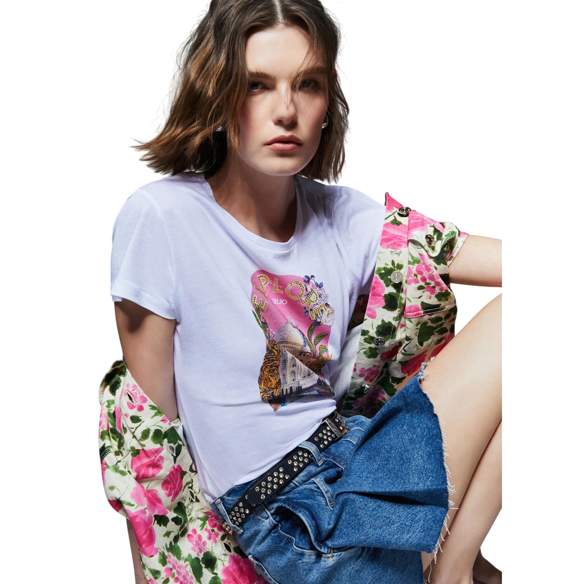 T-shirt bianca con stampa "EXPLORE" - Image 5