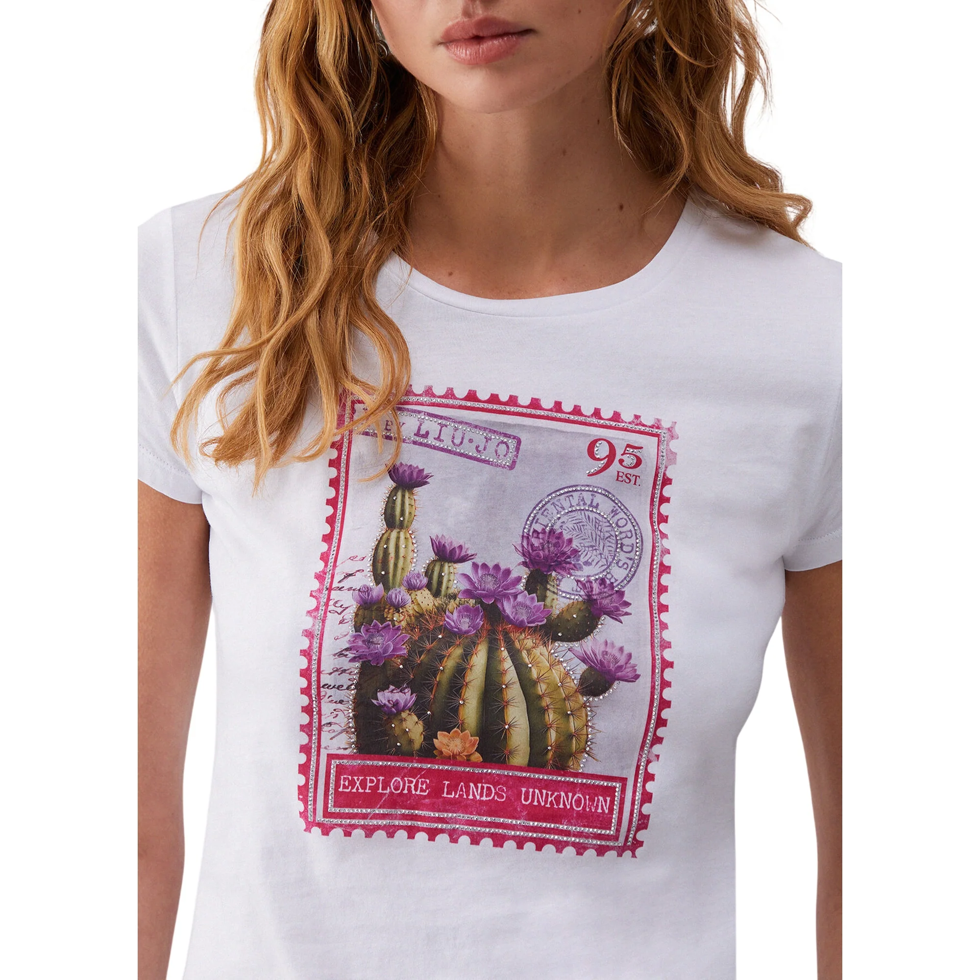T-shirt bianca con stampa con cactus - Image 6