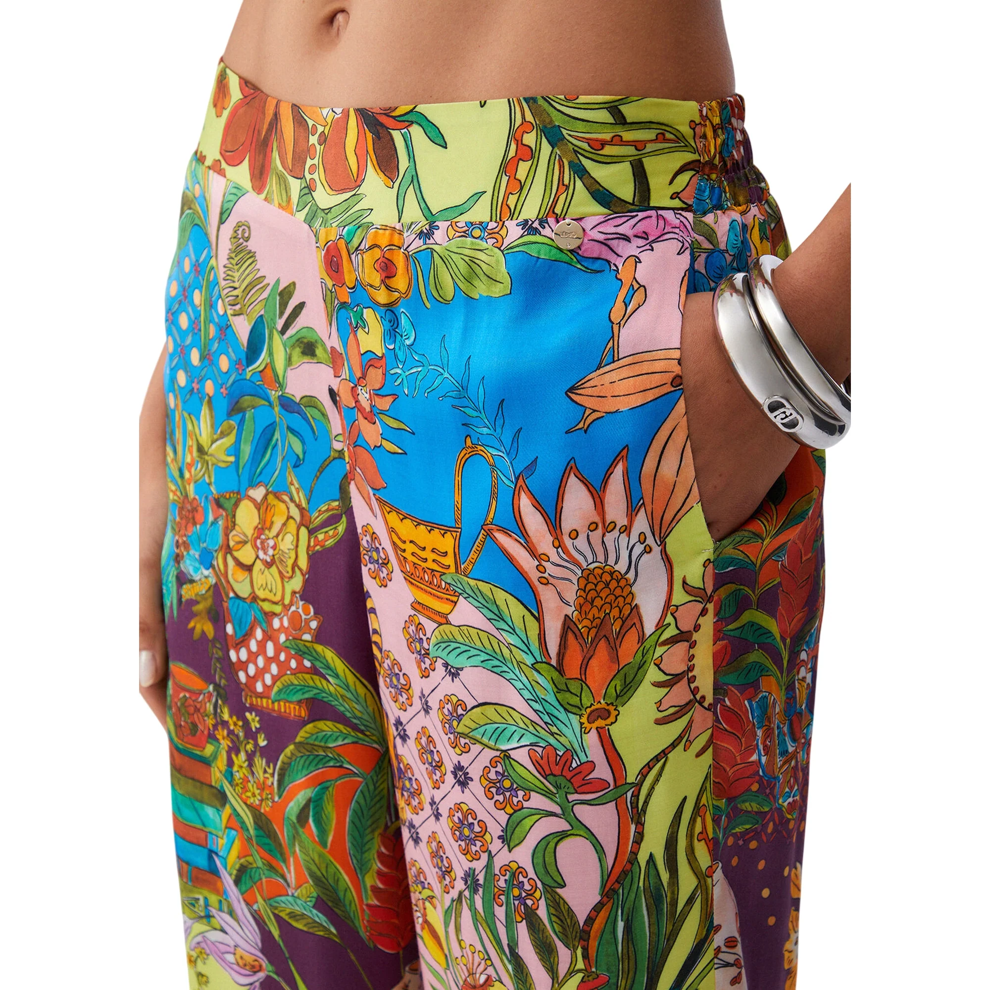 Pantalone lungo donna con stampa multicolore - Image 5