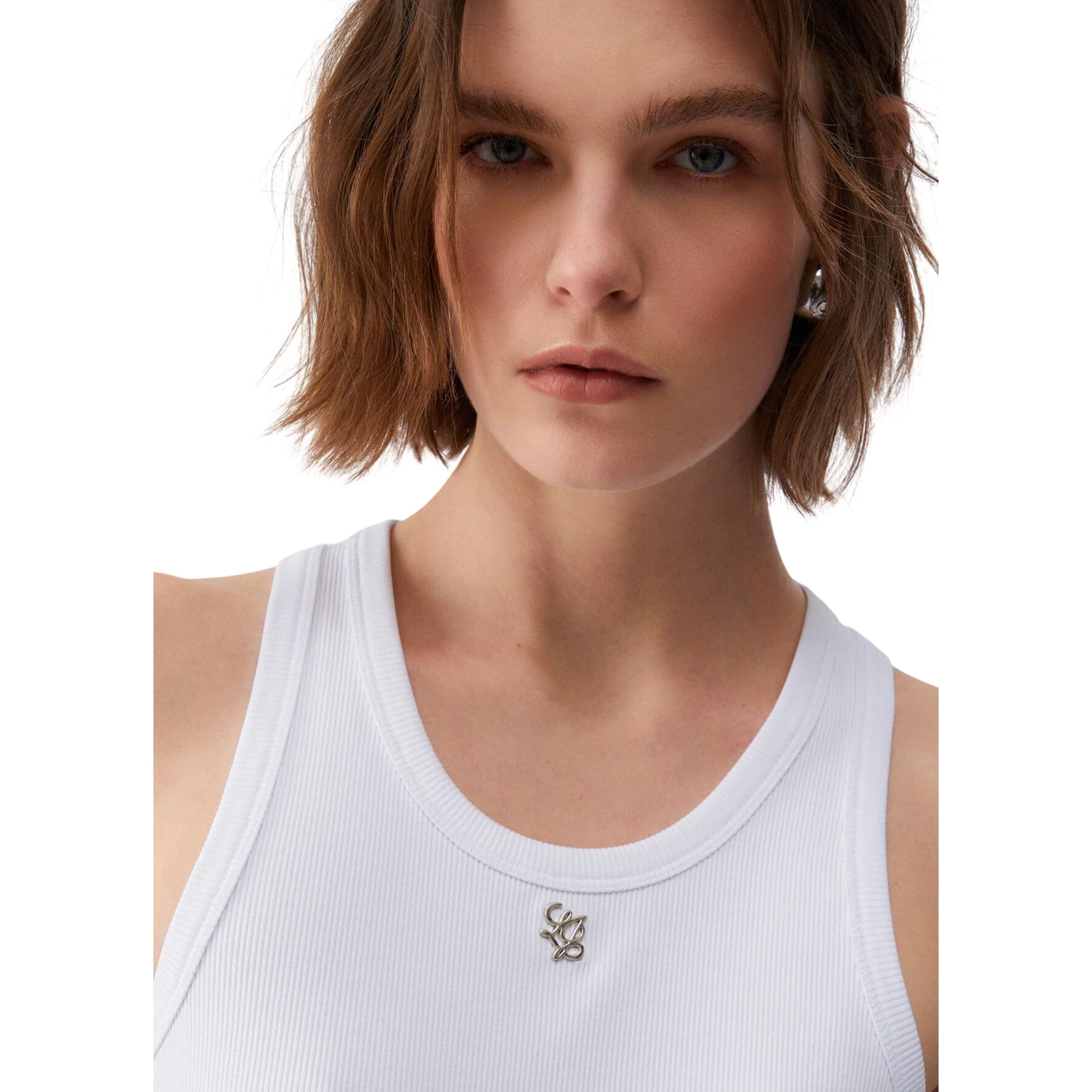 Top a coste bianco con mini logo - Image 3