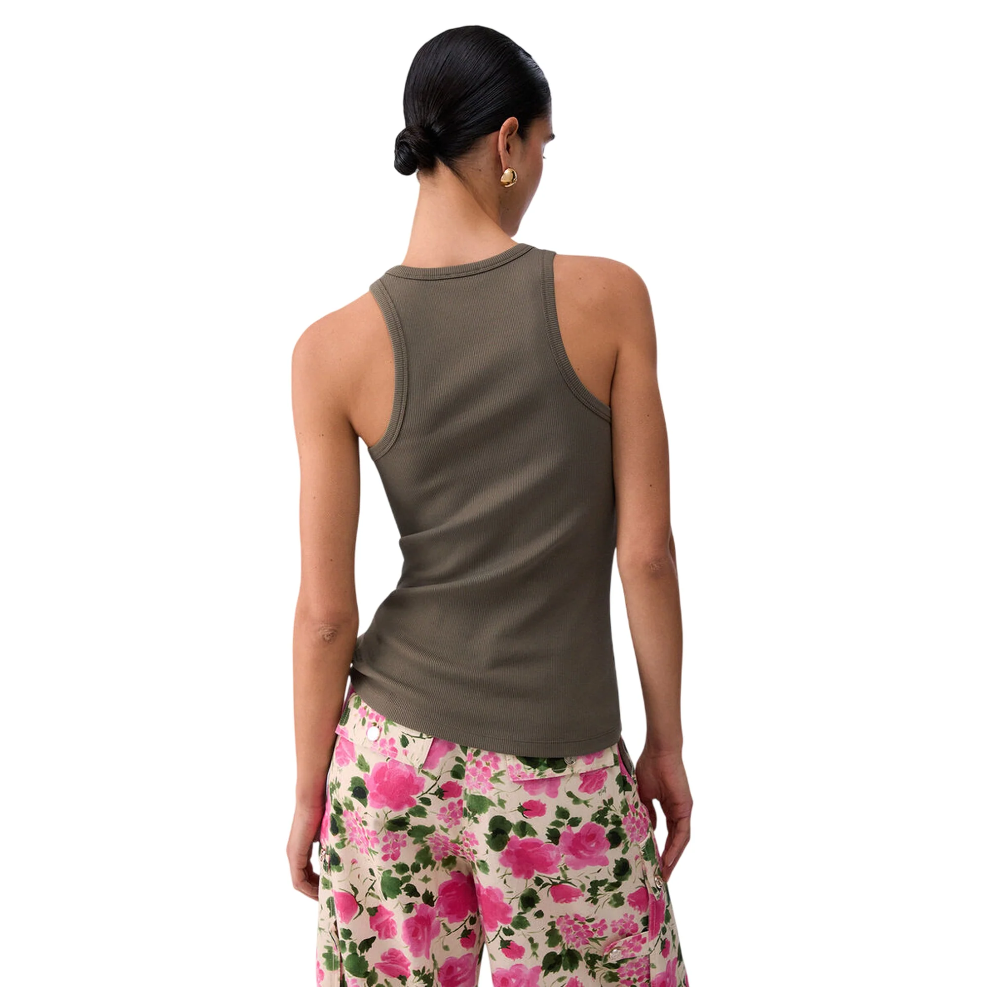 Top a costine verde oliva con mini logo - Image 2