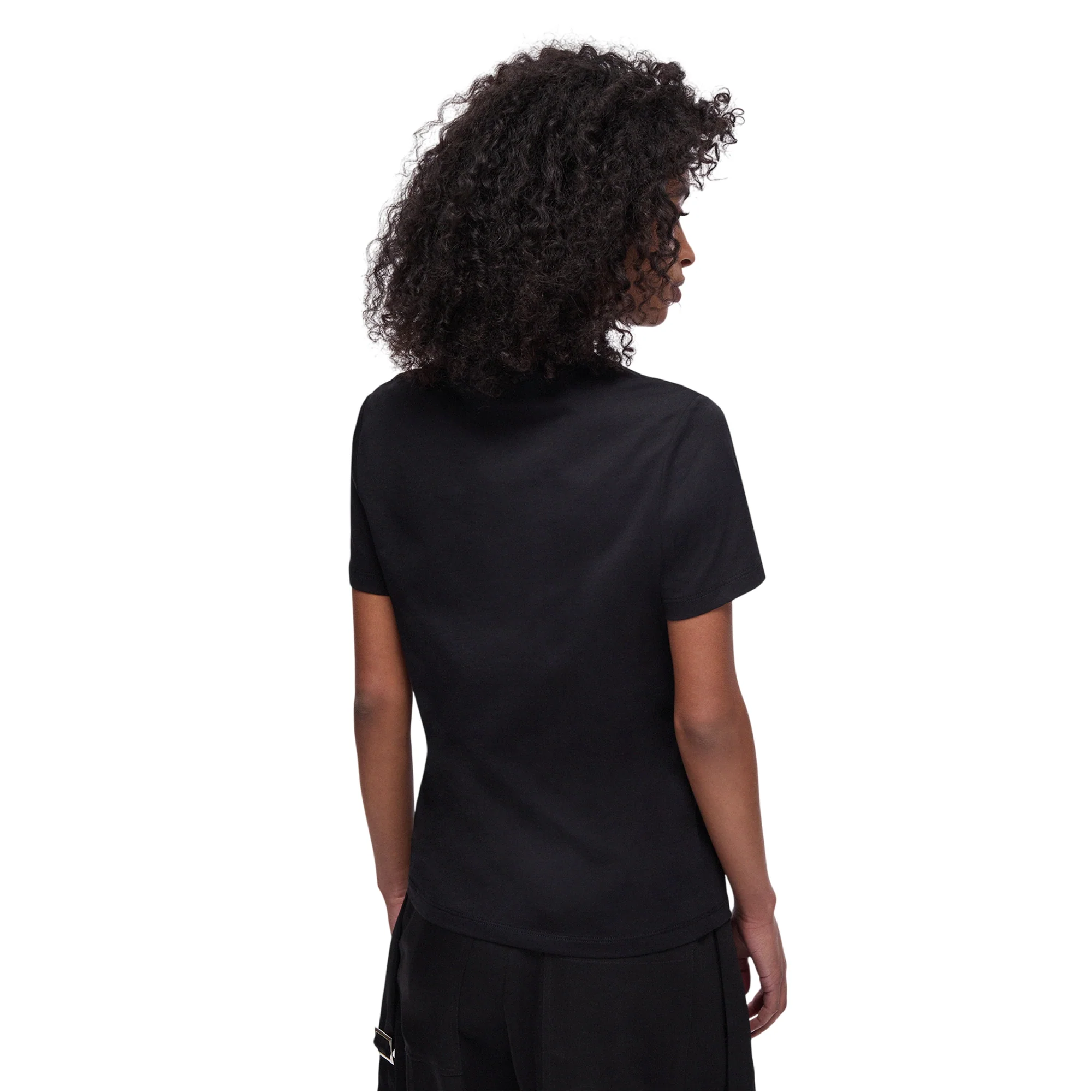 T-shirt in cotone con applicazioni strass in nero - Image 3