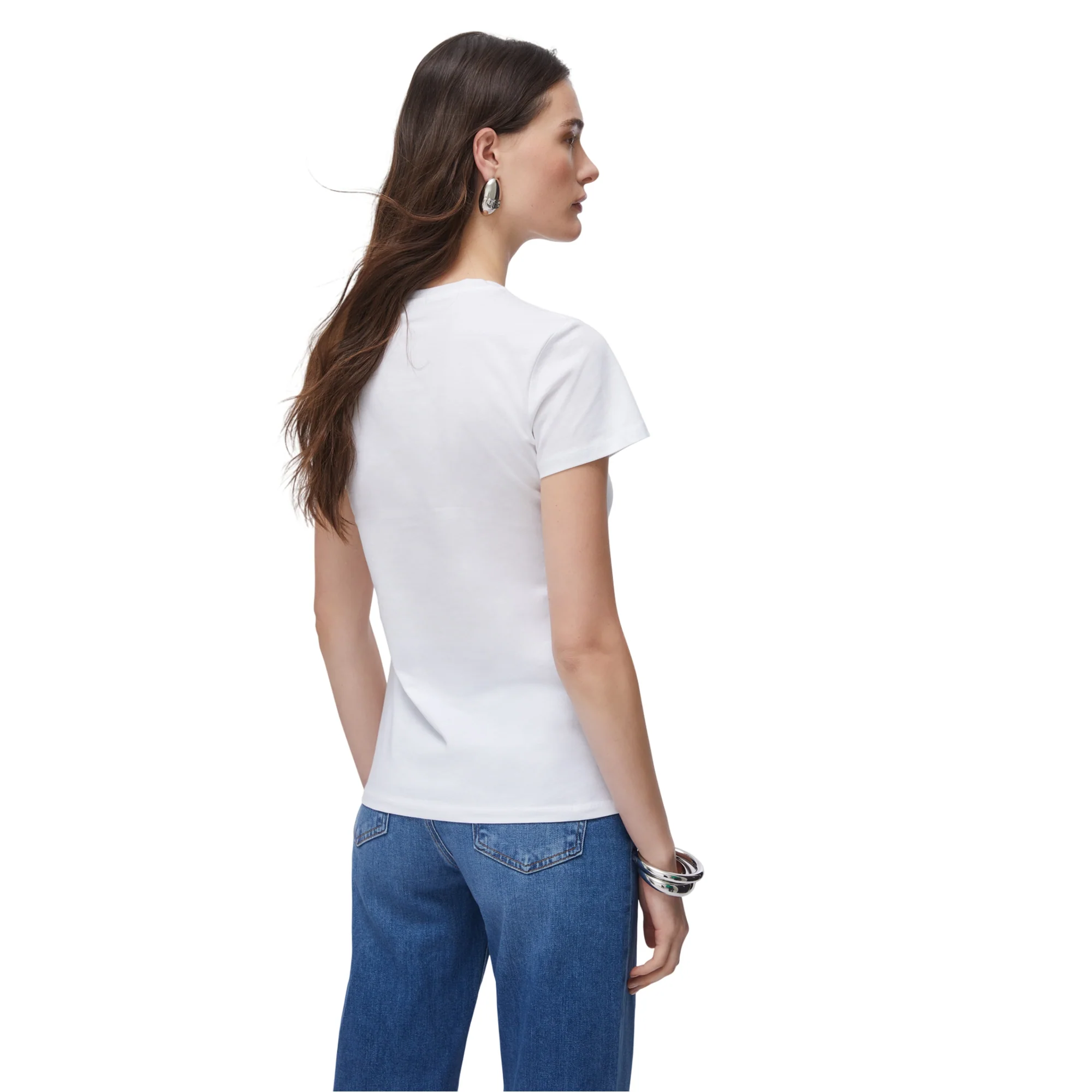 T-shirt donna con stampa stella e strass bianca - Image 4