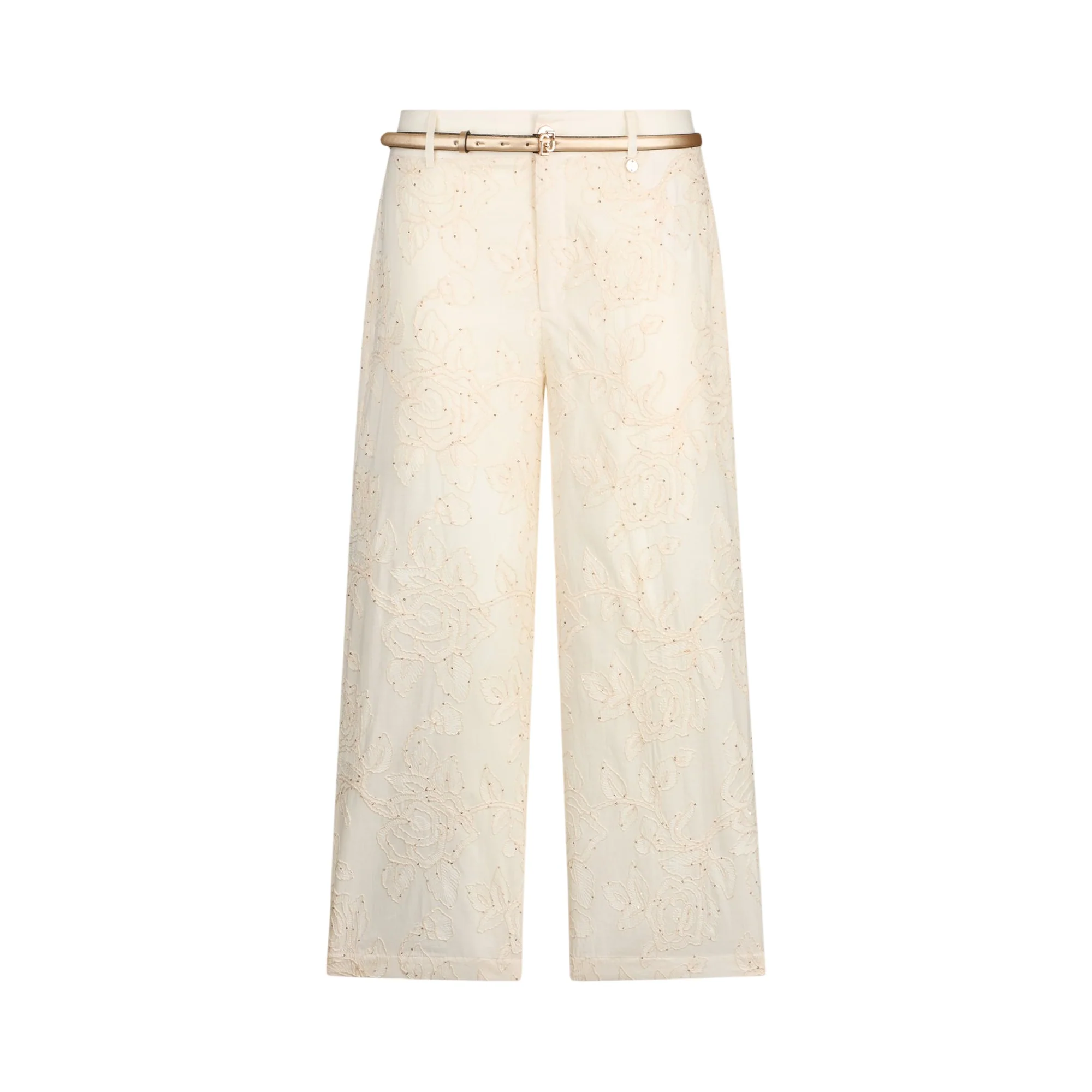 Pantaloni in mussola ricamati con micro paillettes