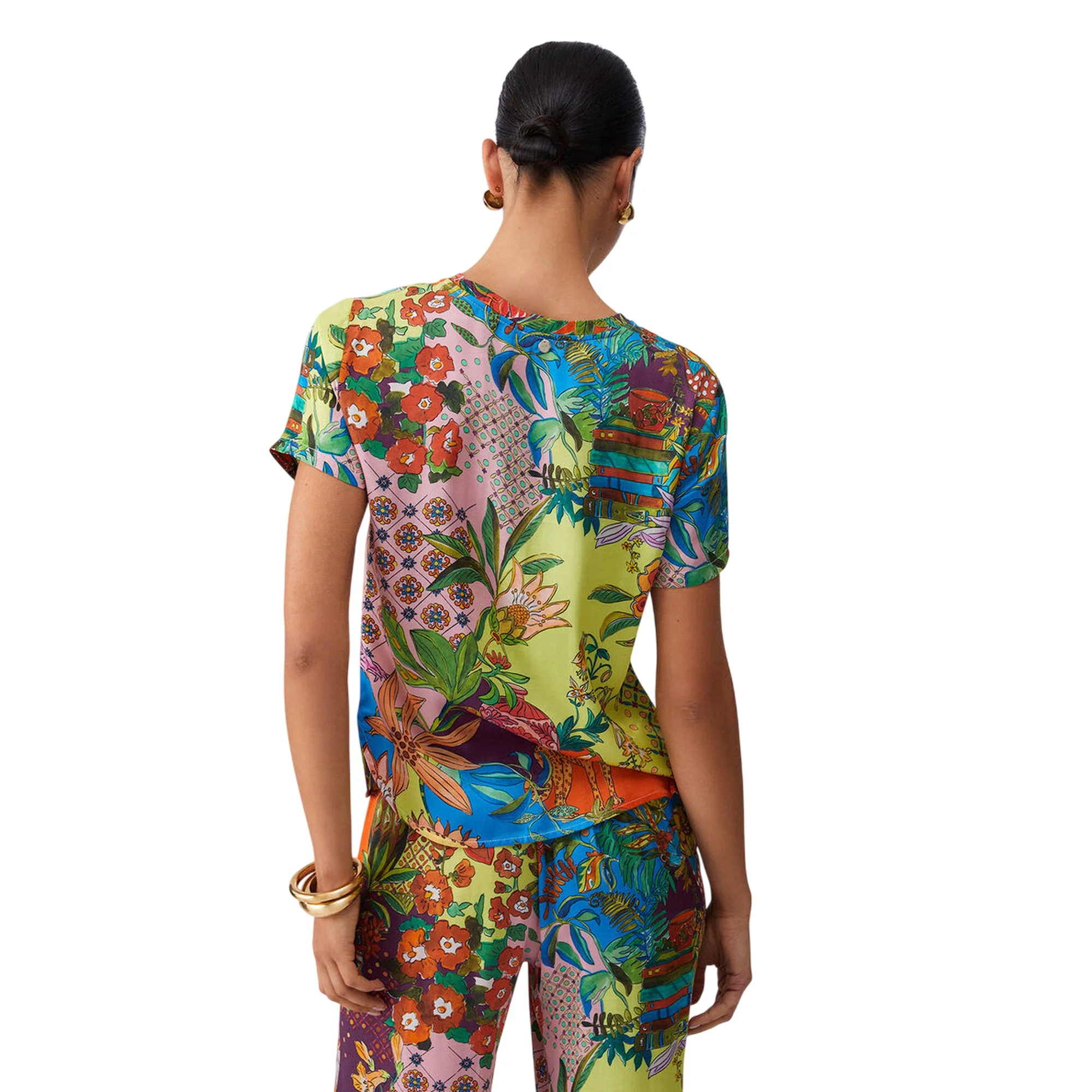 T-shirt in raso di viscosa con stampa - Image 2