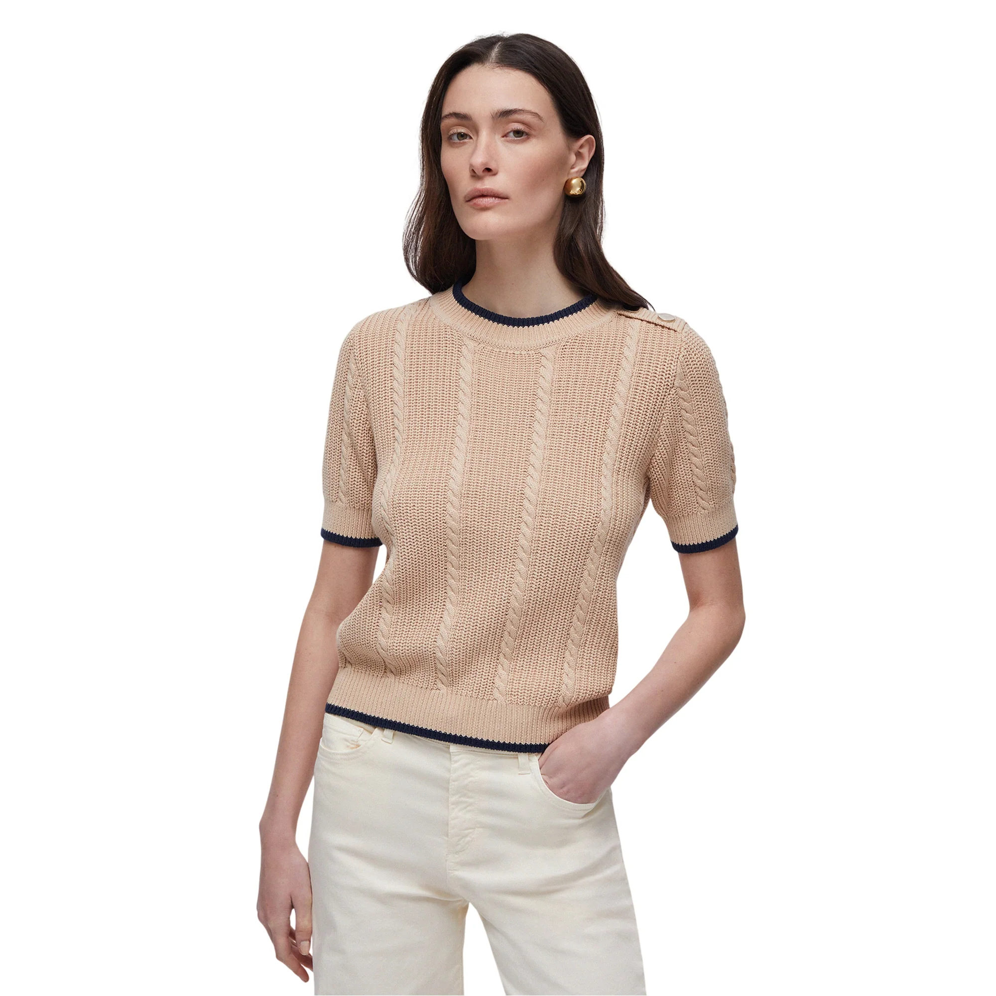 Maglia Donna a trecce con mezze maniche - Image 2