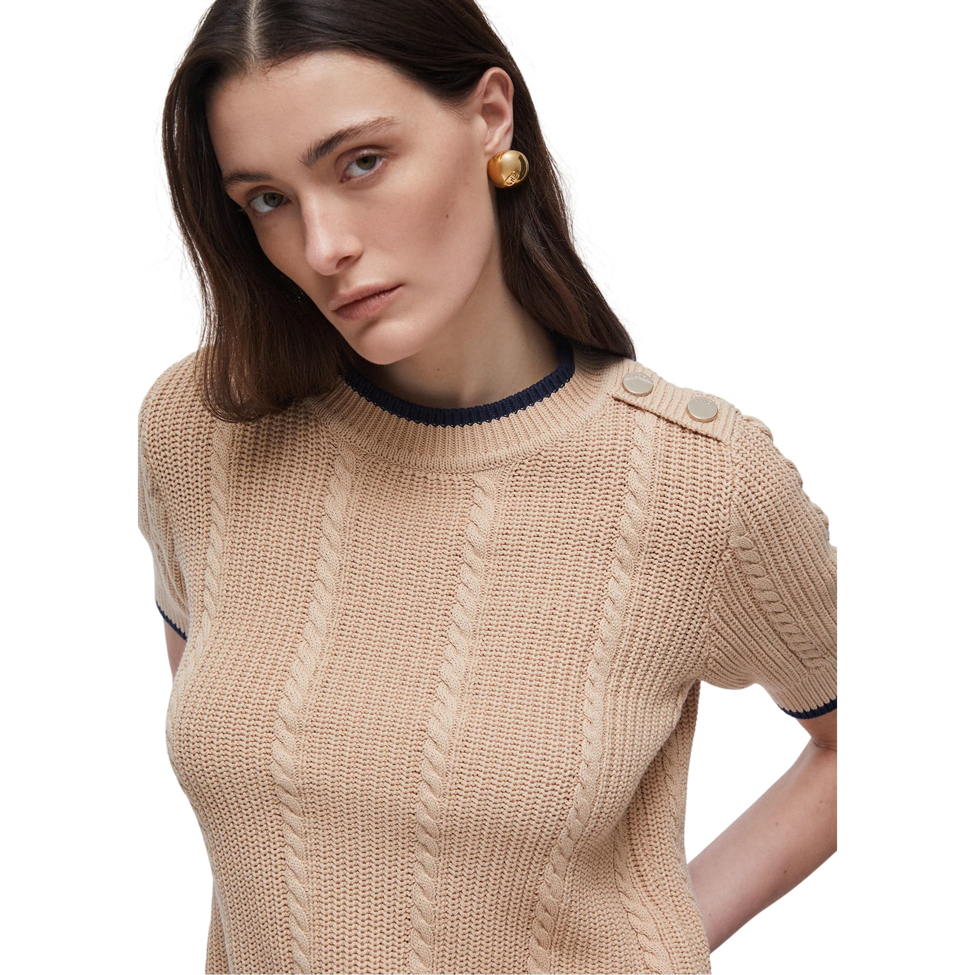 Maglia Donna a trecce con mezze maniche - Image 4