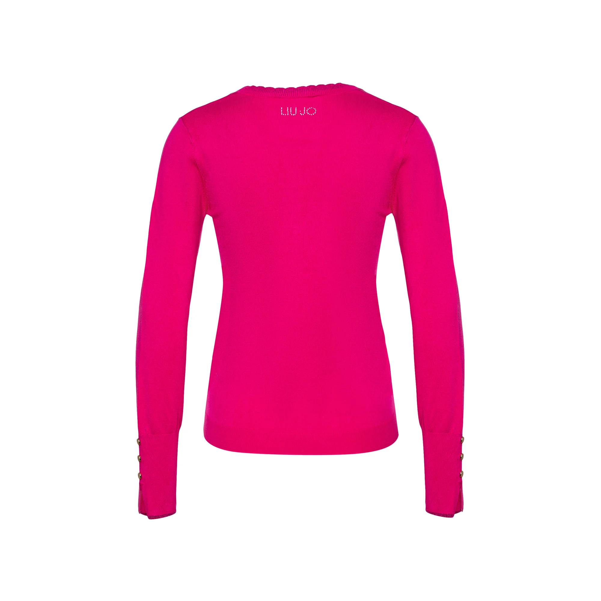 Maglia Donna con scollo a V e inserti lurex Fucsia - Image 2