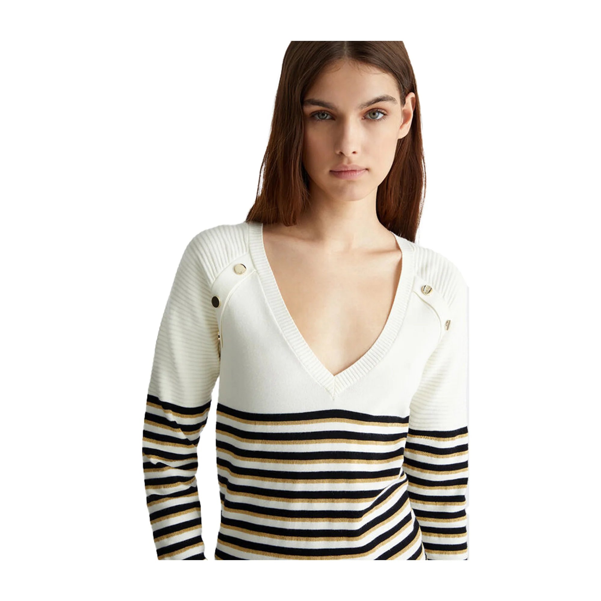 Maglia Donna a righe con bottoni - Image 5