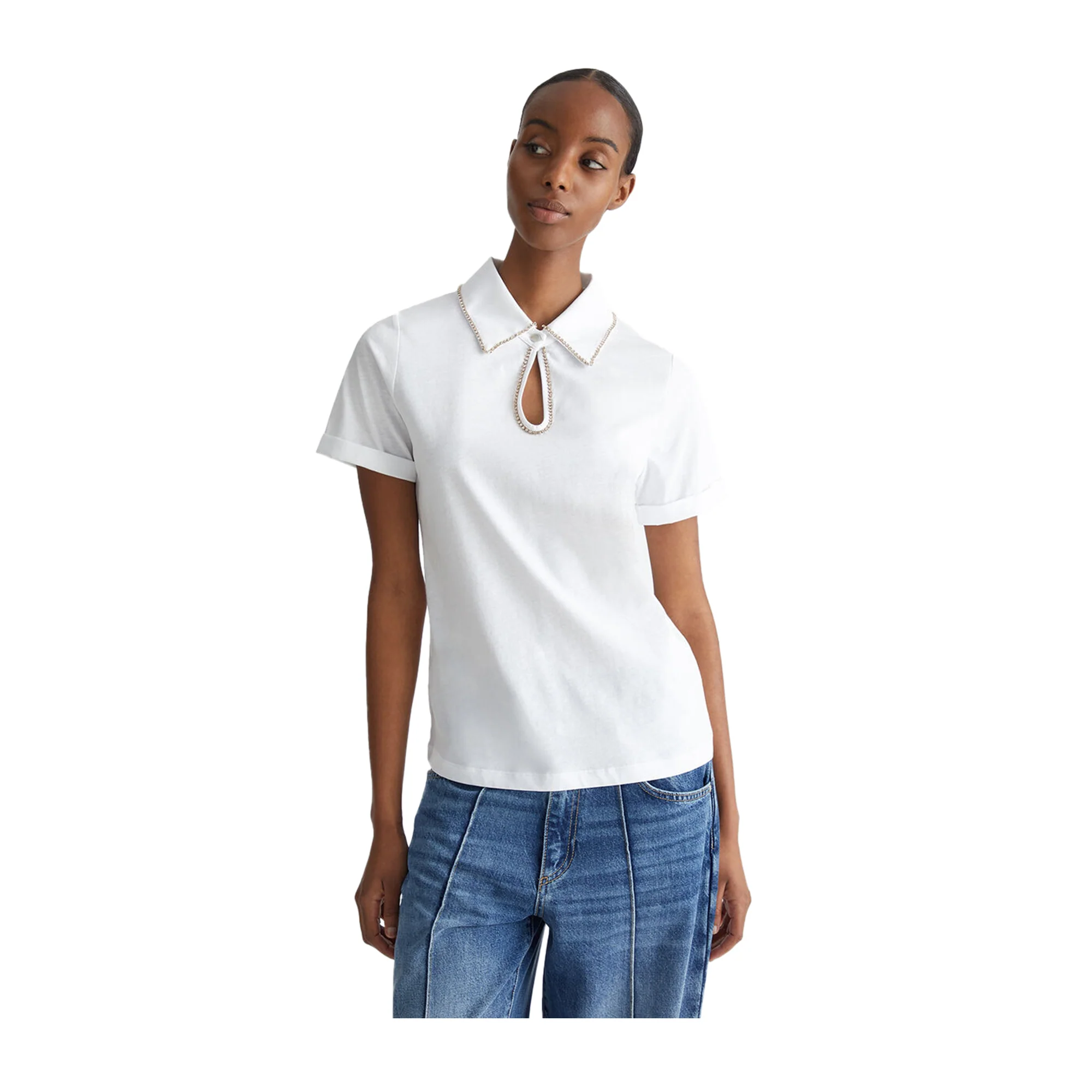 Polo Donna Bianco con strass - Image 2