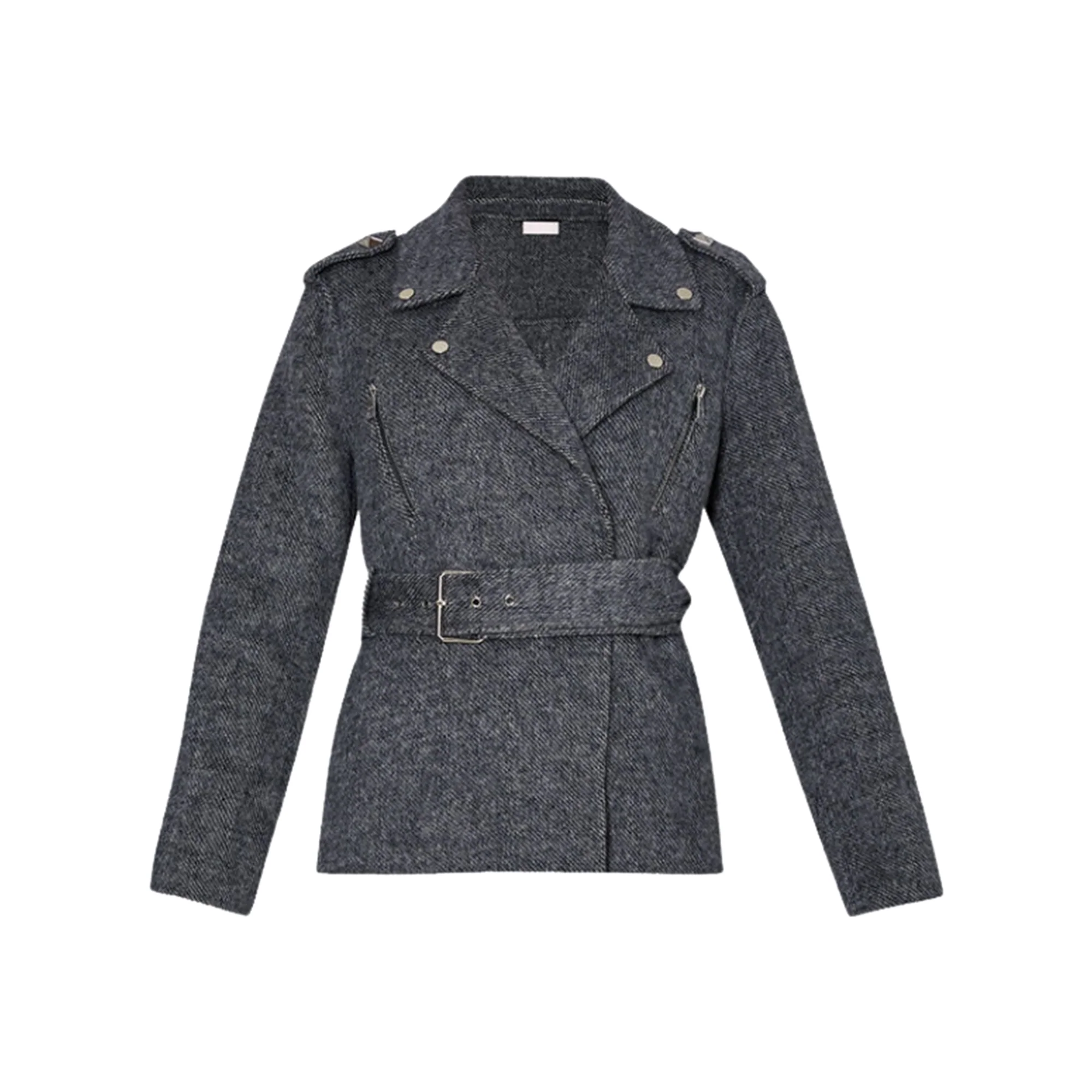 Cappotto Donna Biker in panno misto lana