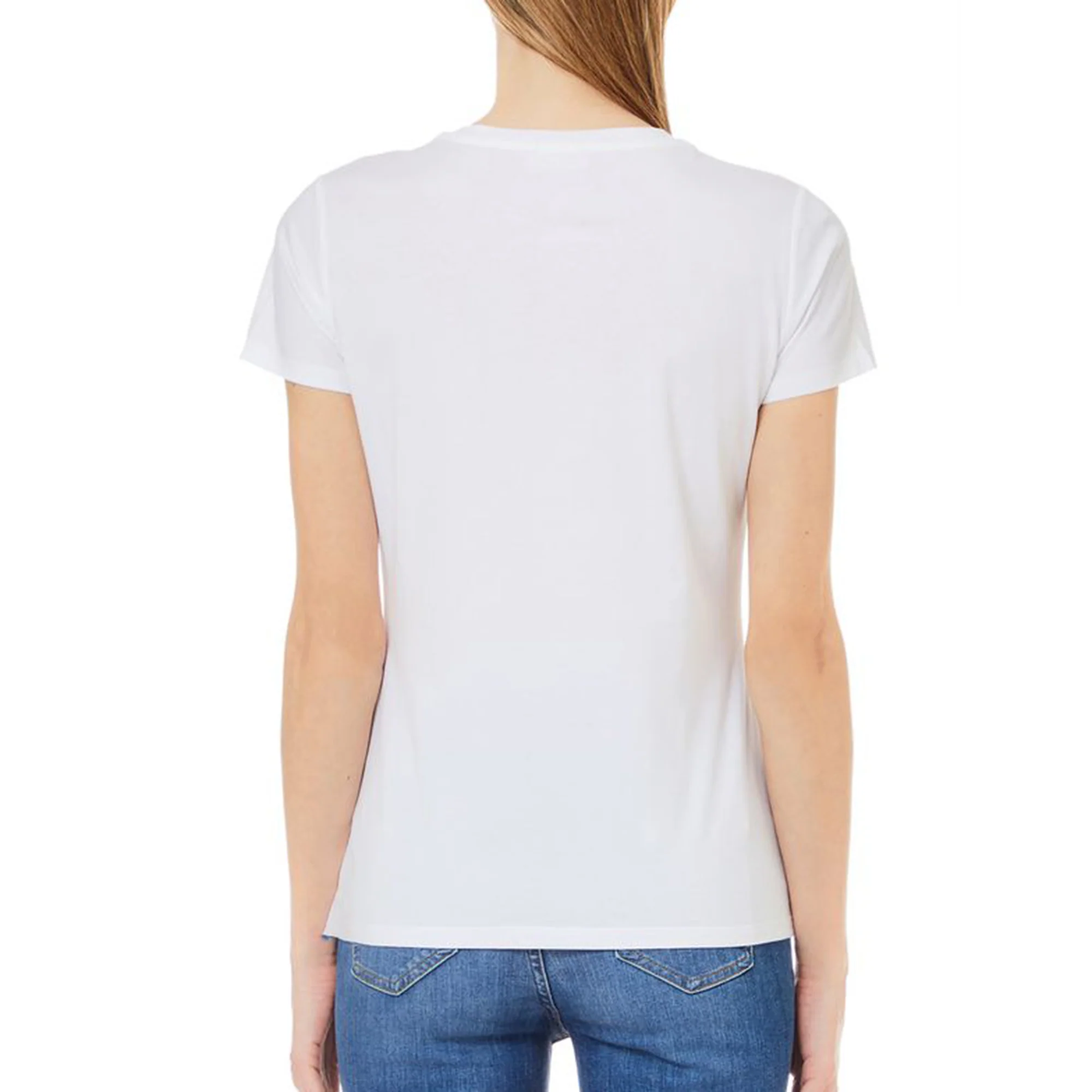 T-shirt Donna Bianco con logo e strass applicati - Image 2