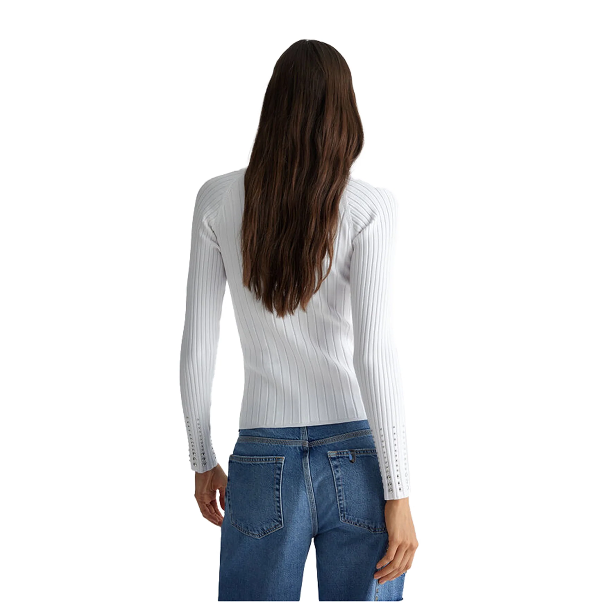 Maglia Donna con borchie sulle maniche Bianco - Image 2