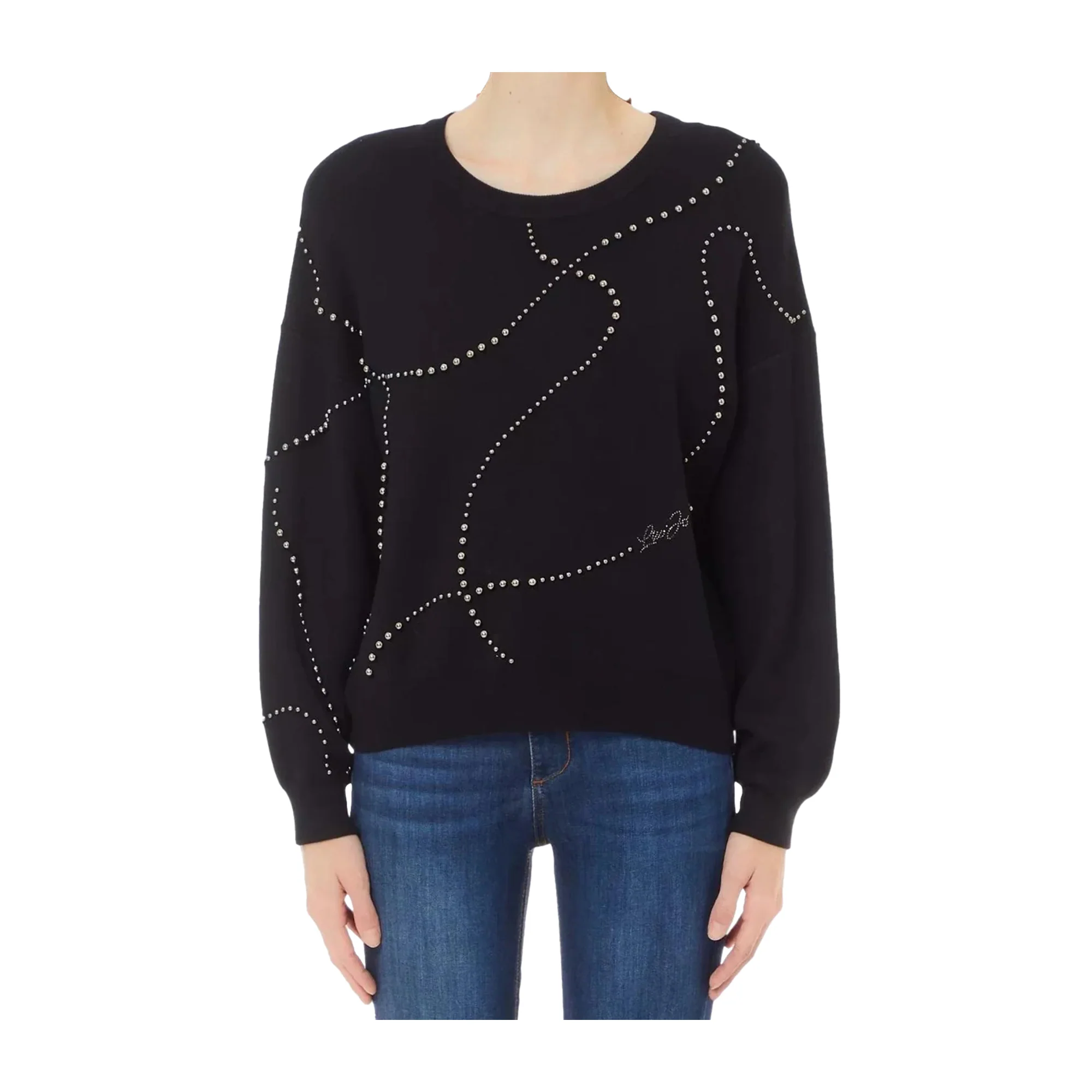 Maglia Donna con perline applicate Nero