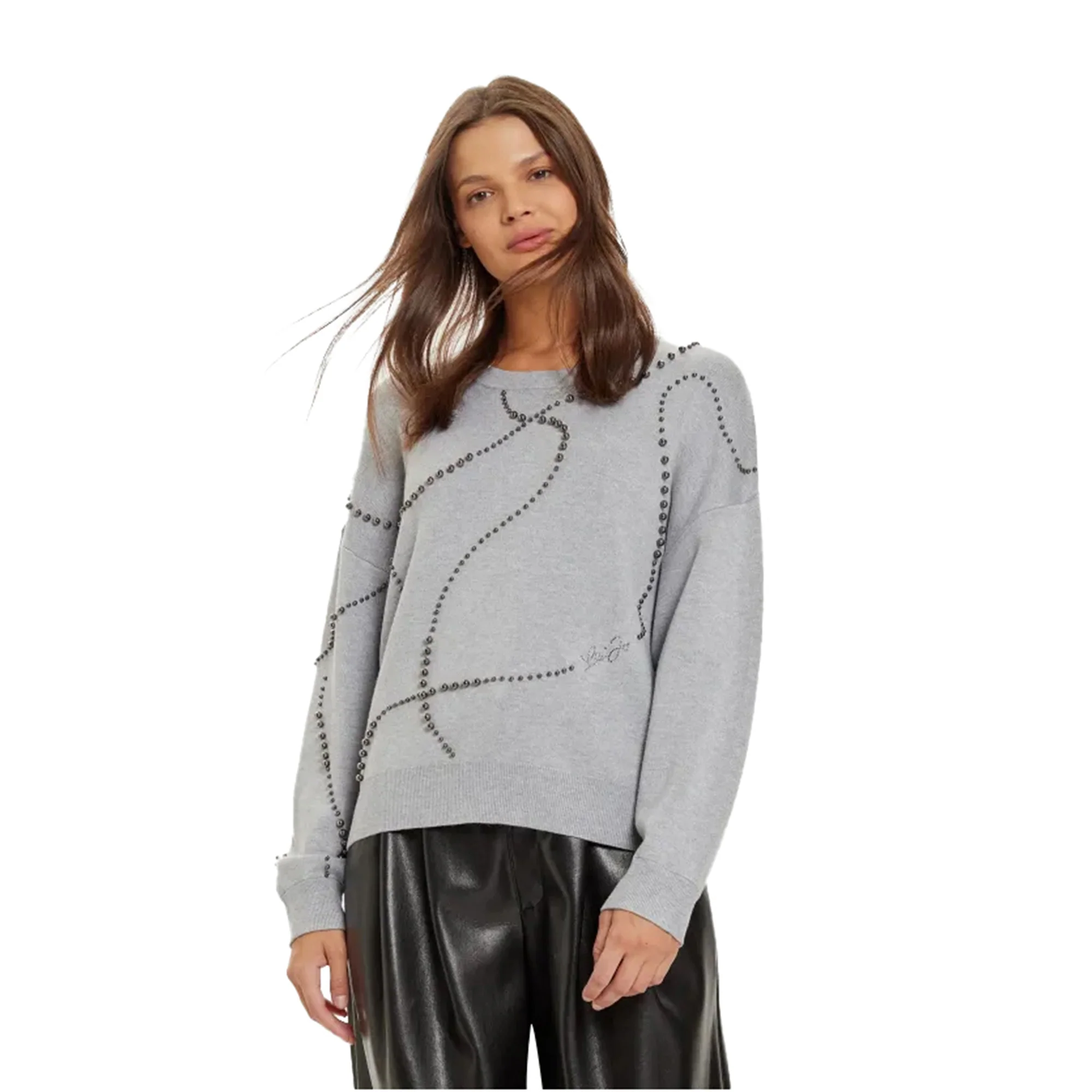 Maglia Donna con perline applicate Grigio