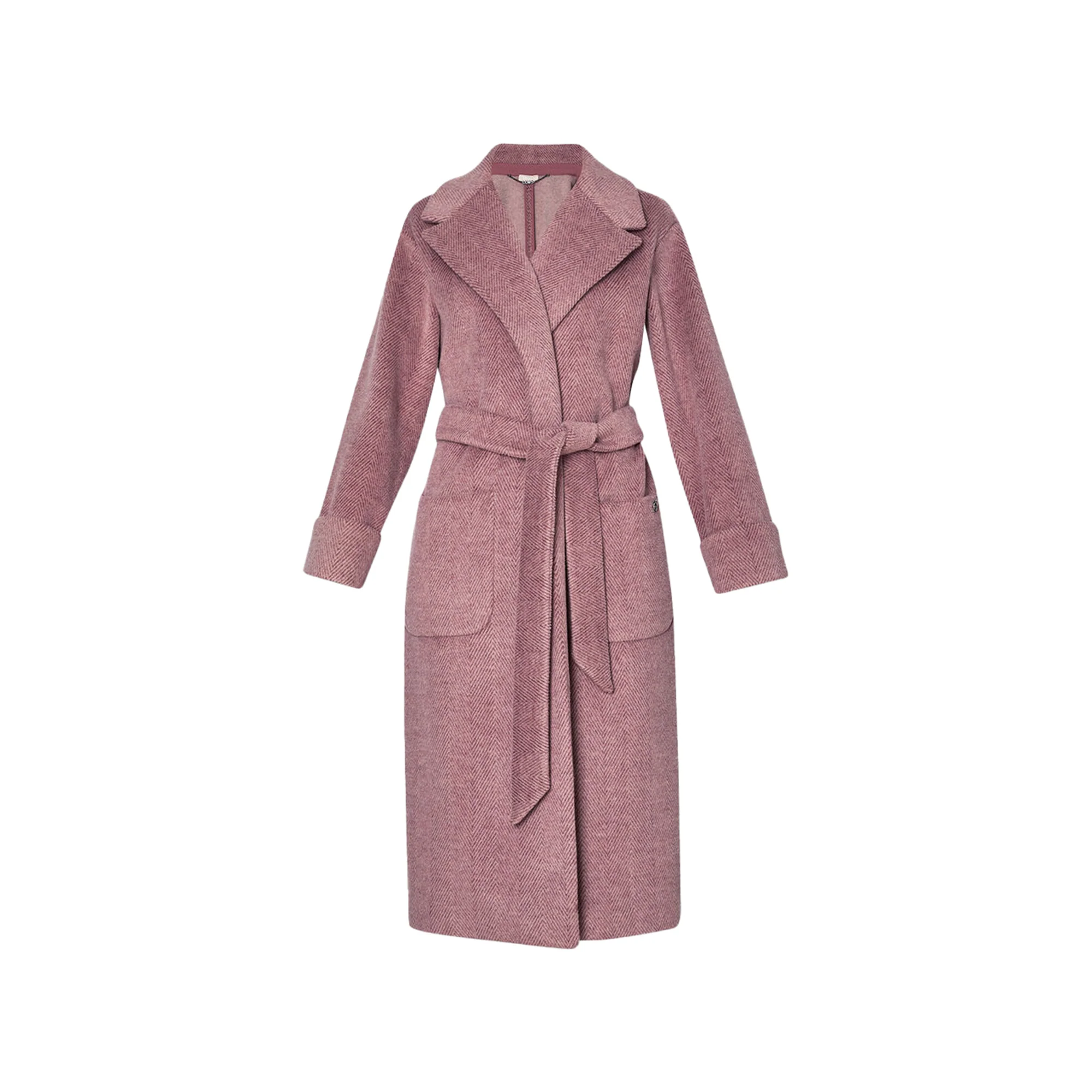 Cappotto lungo Donna chevron lurex Rosa