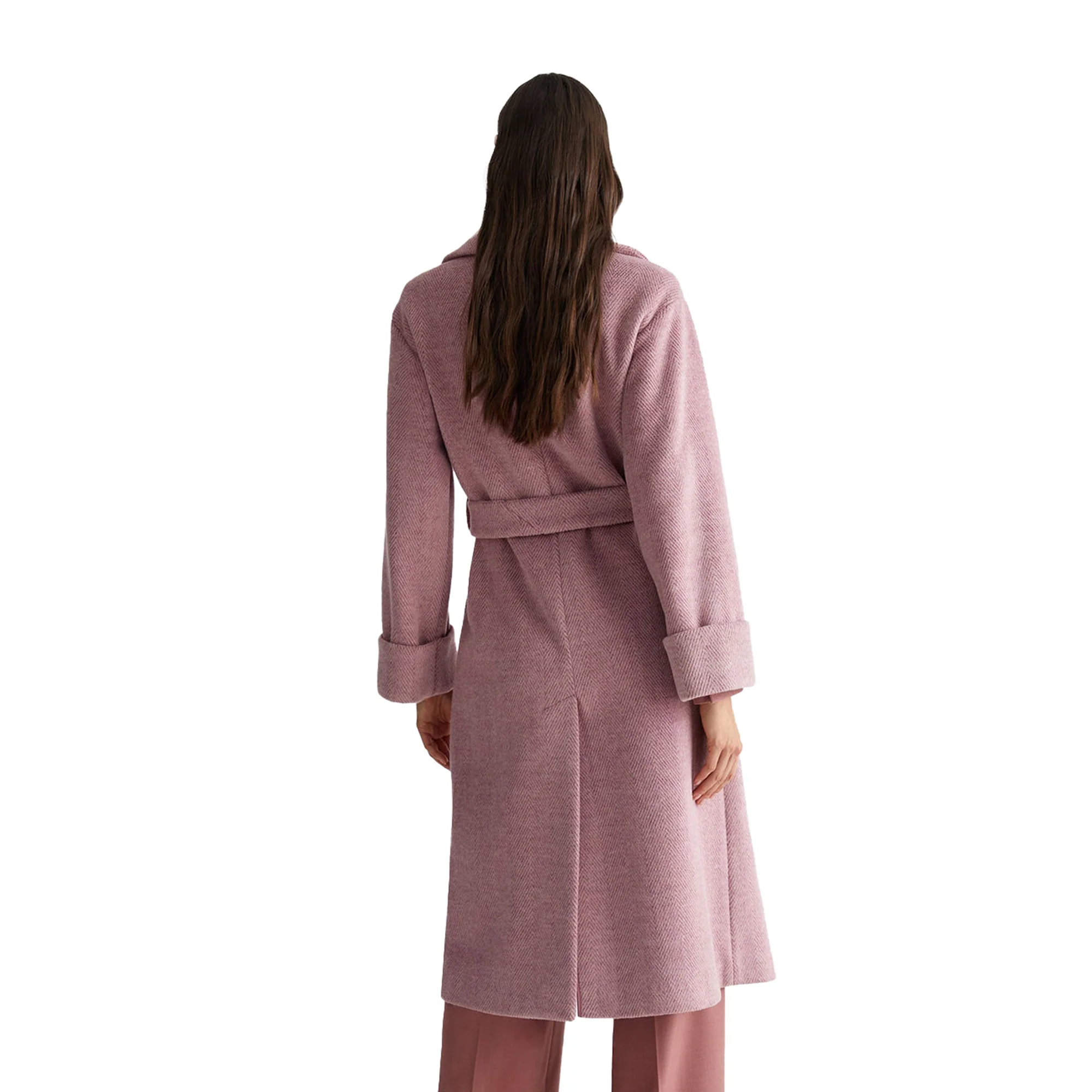 Cappotto lungo Donna chevron lurex Rosa - Image 3