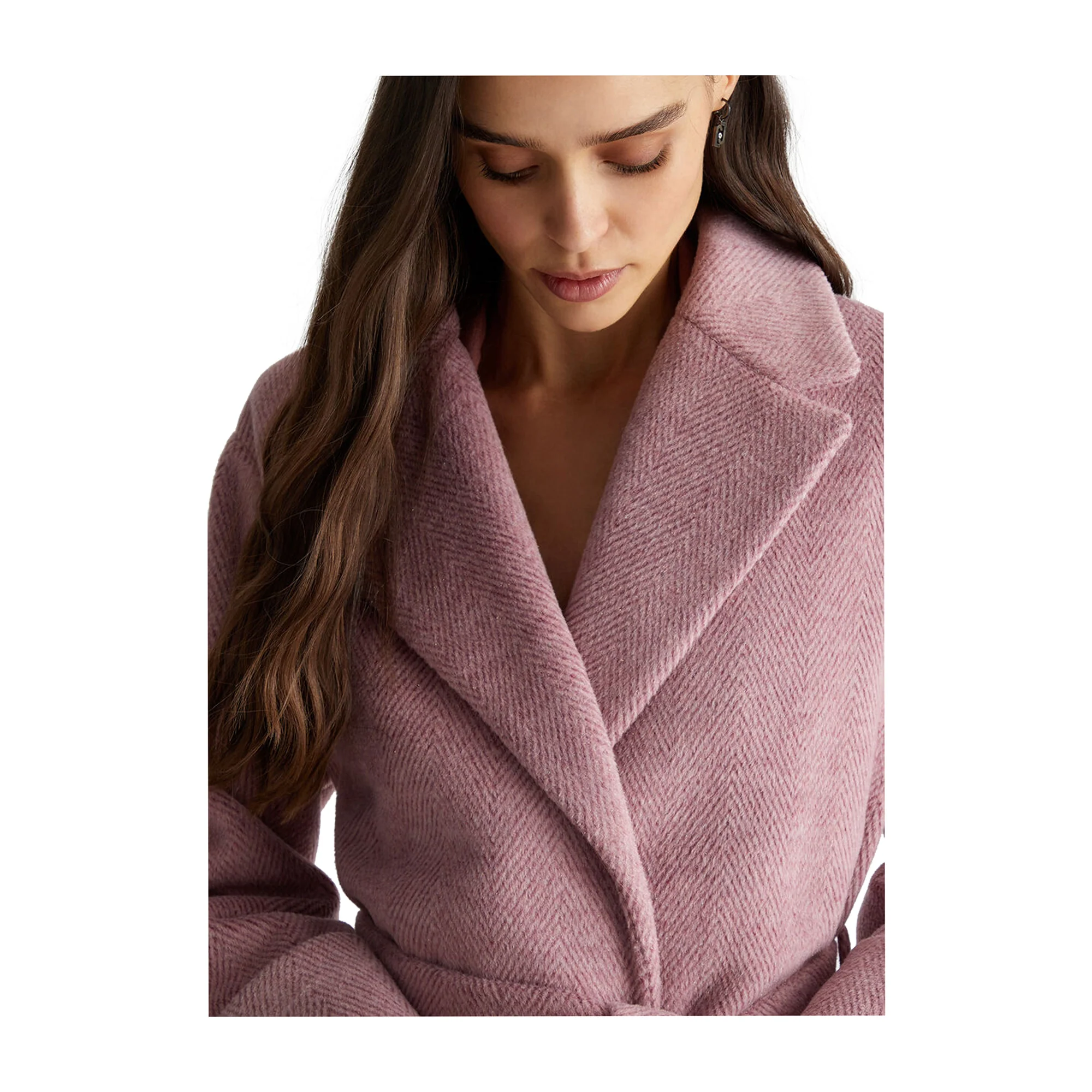 Cappotto lungo Donna chevron lurex Rosa - Image 4