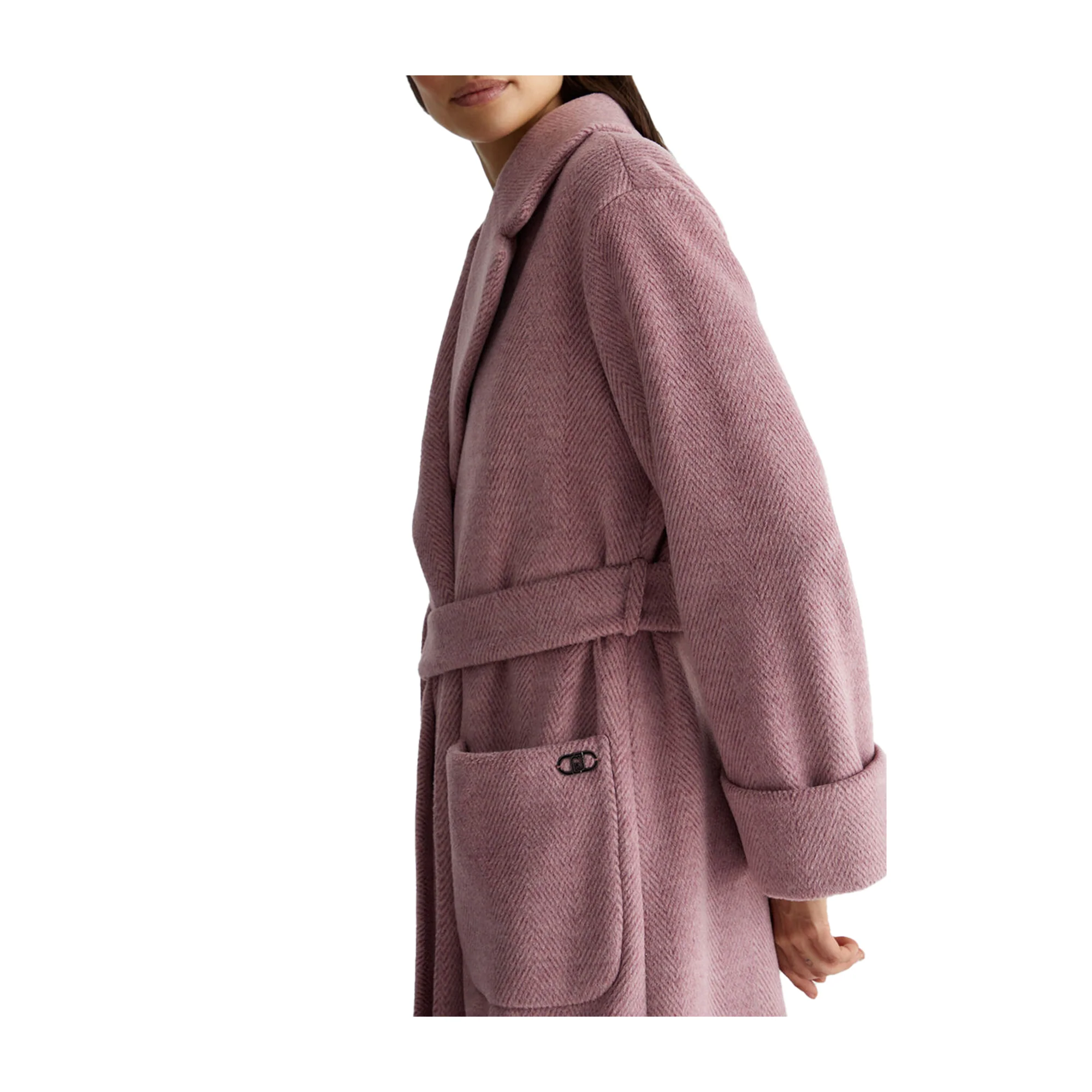 Cappotto lungo Donna chevron lurex Rosa - Image 5