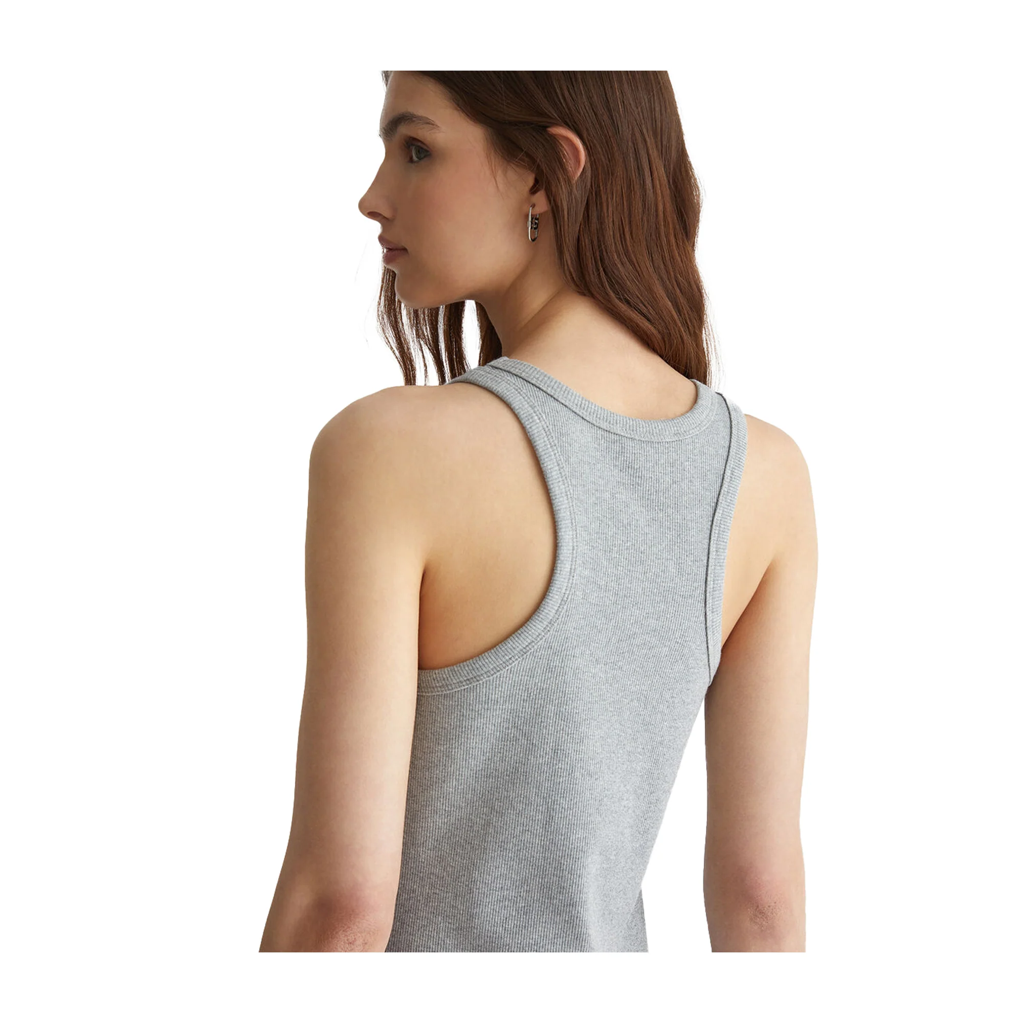 Top Donna a costine con logo Grigio - Image 6