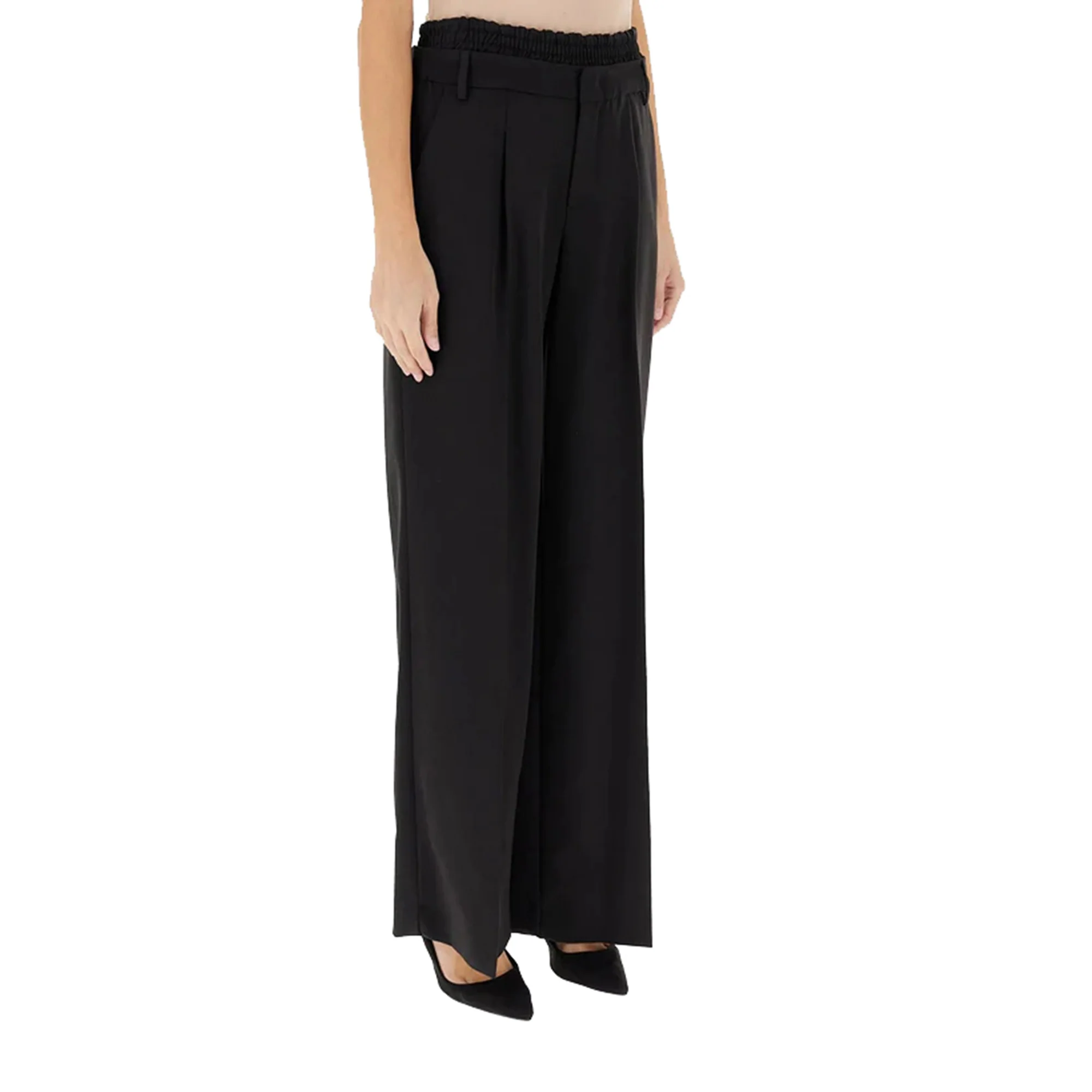 Pantaloni Donna Flare Nero con elastico - Image 3