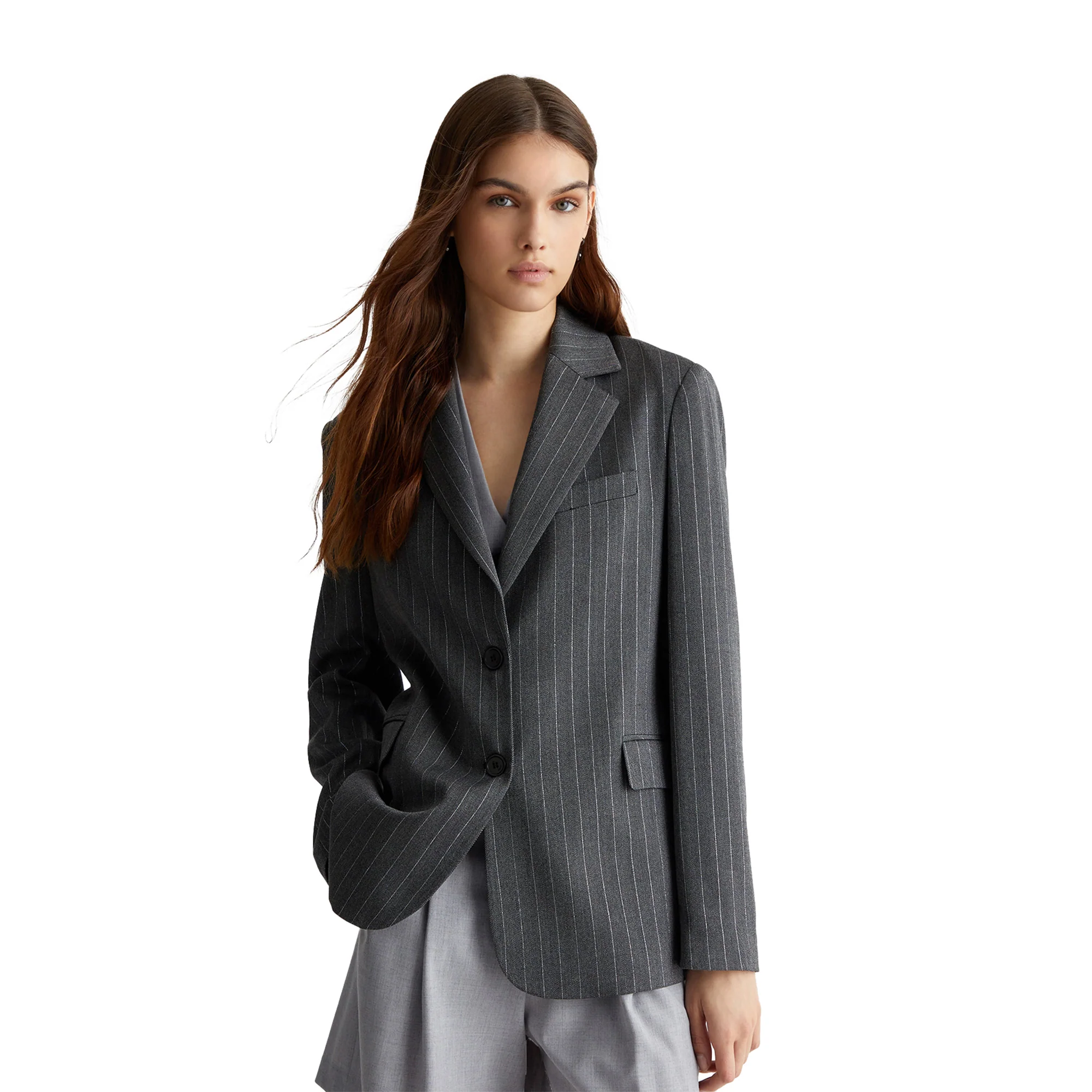 Blazer Donna lungo gessato all over - Image 2