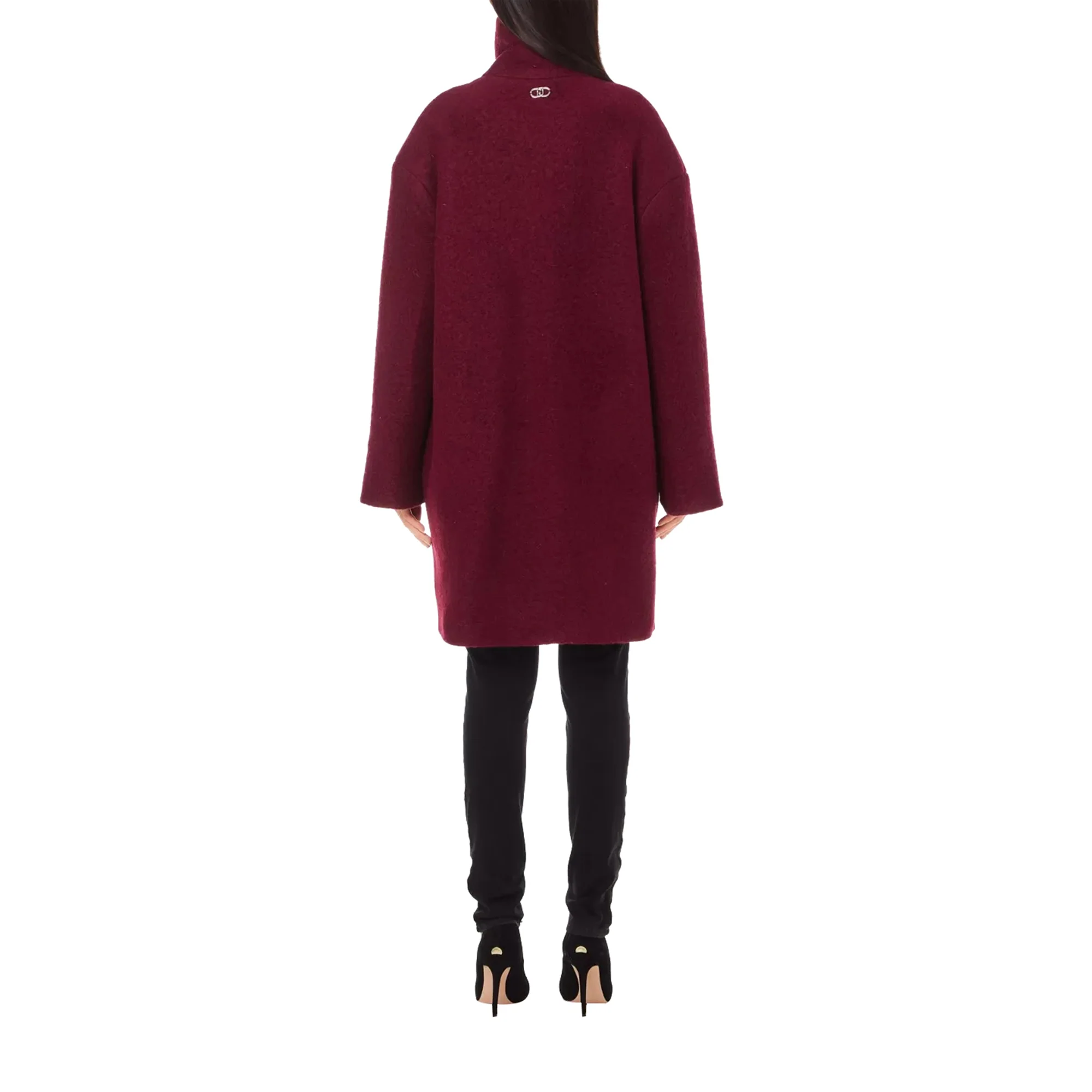 Cappotto Donna con bottoni a scomparsa Bordeaux - Image 2