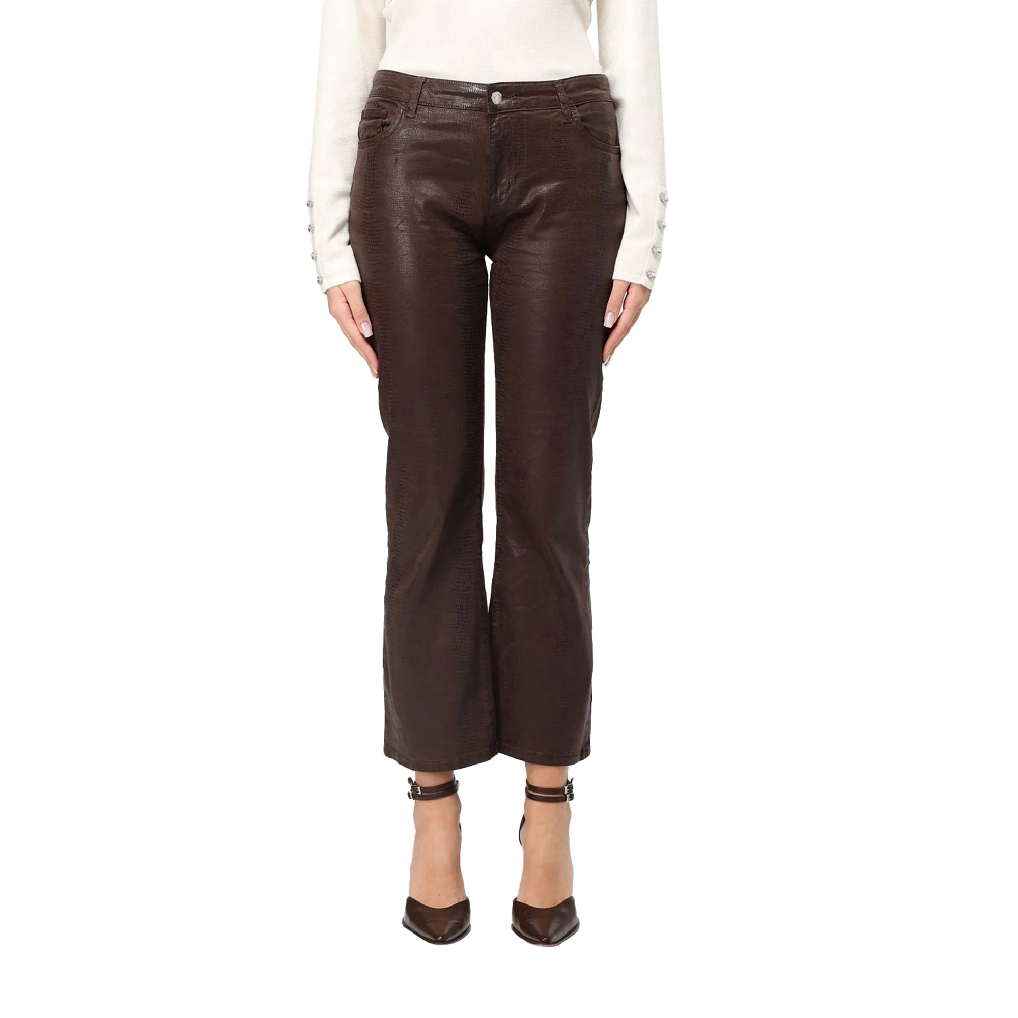 Pantaloni Donna cropped animalier